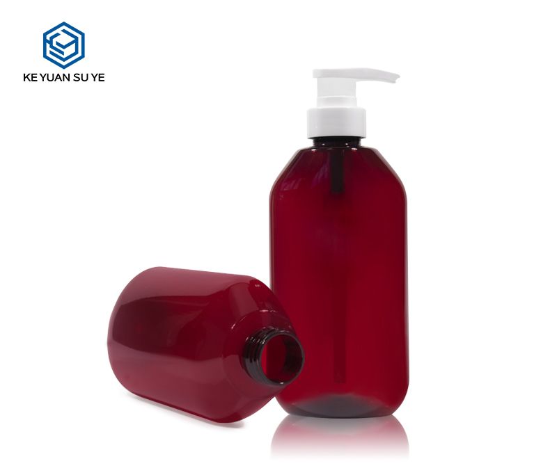 KY187 540ml Plastic PET Amber Bottle with Black Pump for Cosmetic Packaging Shampoo Bottle