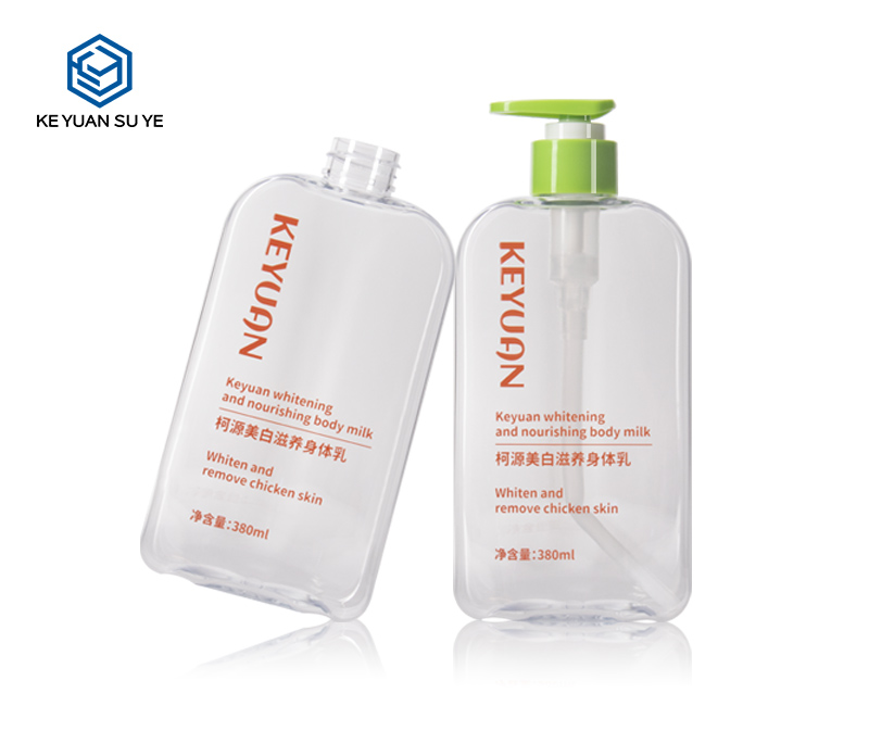 KY189 High Quality 250ml 380ml PET Cosmetic Transparent Plastic Flat Bottle