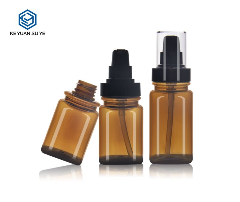 KY195-2 Amber Skincare Packaging 20ml 30ml 50ml 60ml 100ml 120ml Empty Toner Lotion Pump Bottle PET Cosmetic Plastic Bottle