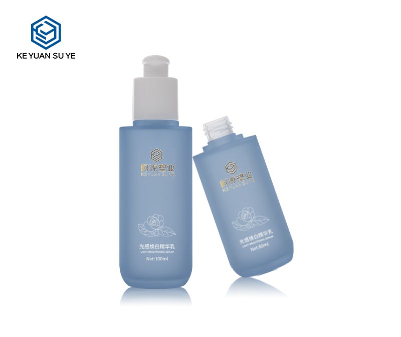 KY201-1 Fashion Luxury Blue Matte Translucent PETG 30ml 80ml 100ml 120ml 150ml Flat Shoulder Round Bottoming Skincare Bottle