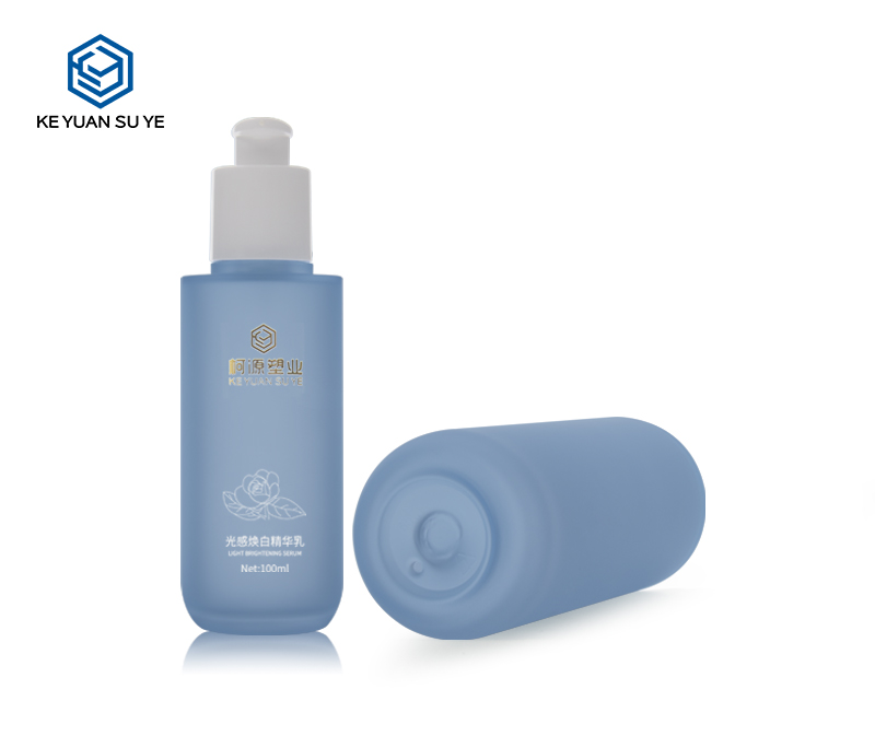 KY201-1 Fashion Luxury Blue Matte Translucent PETG 30ml 80ml 100ml 120ml 150ml Flat Shoulder Round Bottoming Skincare Bottle