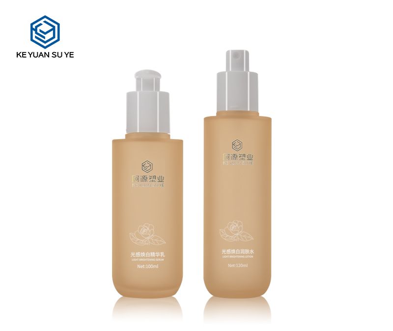 KY201-1 Wholesale Orange Luxury Skincare Packaging Set Empty Lotion Pump Plastic Bottle and Dropper Bottle