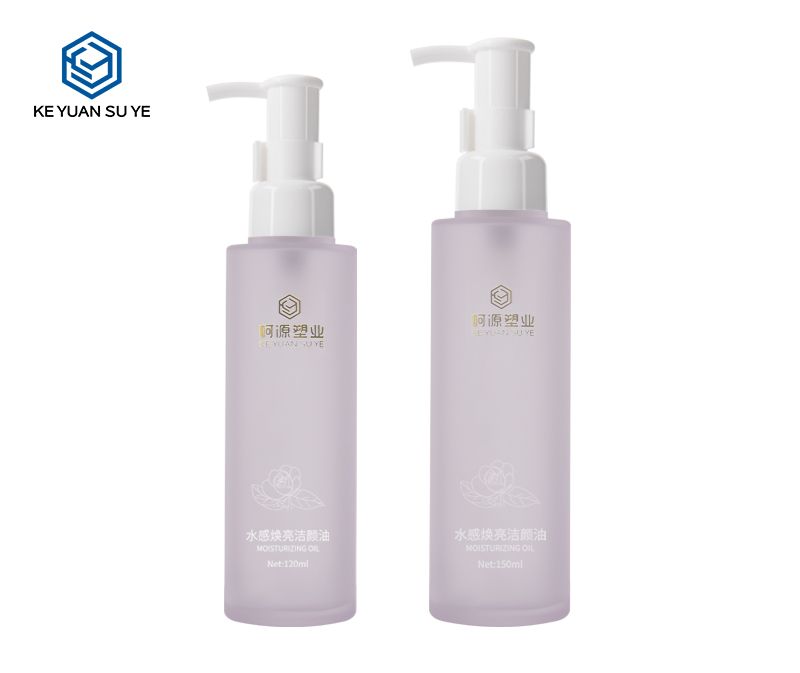 KY201-4 Luxury Cosmetic Makeup Remover Bottle 120ml 150ml Purple PETG Plastic Pump Bottle with Buckle