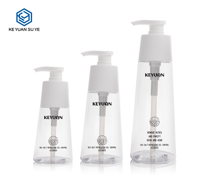 KY206 Wholesale New Design Cosmetic 220ml 300ml 500ml PET Plastic Bottle with Lotion Pump for Shampoo Packaging