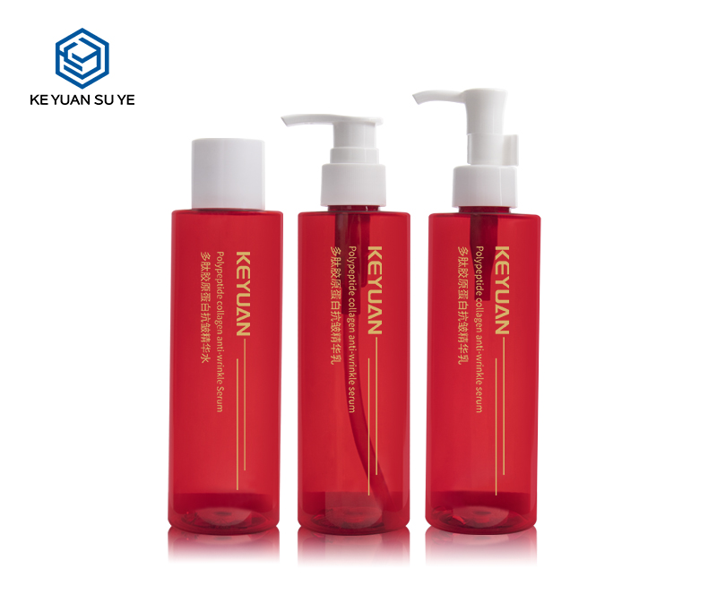 KY207 Customized High Quality 180ml PET Plastic Empty Bottle with Lotion Pump Cosmetic Packaging Bottle