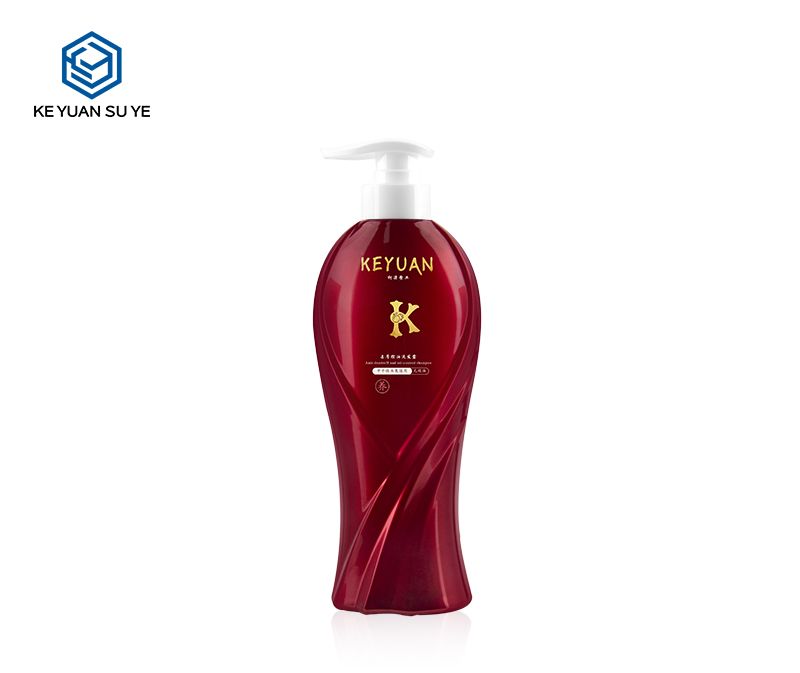 KY224 High Quality 600ml PET Red Shampoo Plastic Bottle with White Lotion Pump