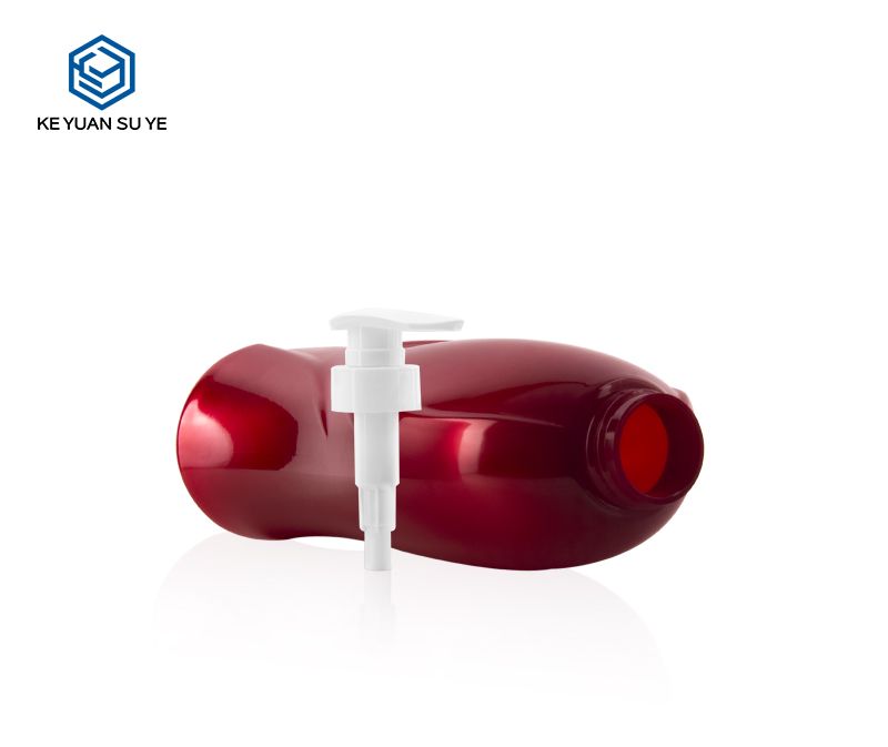 KY224 High Quality 600ml PET Red Shampoo Plastic Bottle with White Lotion Pump