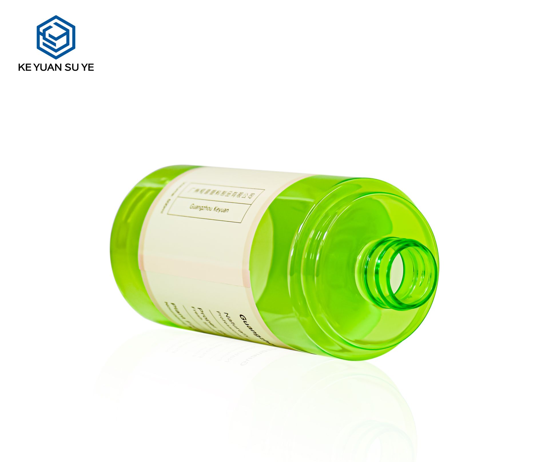 KY229-3 Custom 500ml Round Cosmetic PET Shampoo Plastic Bottle with Silver Pump