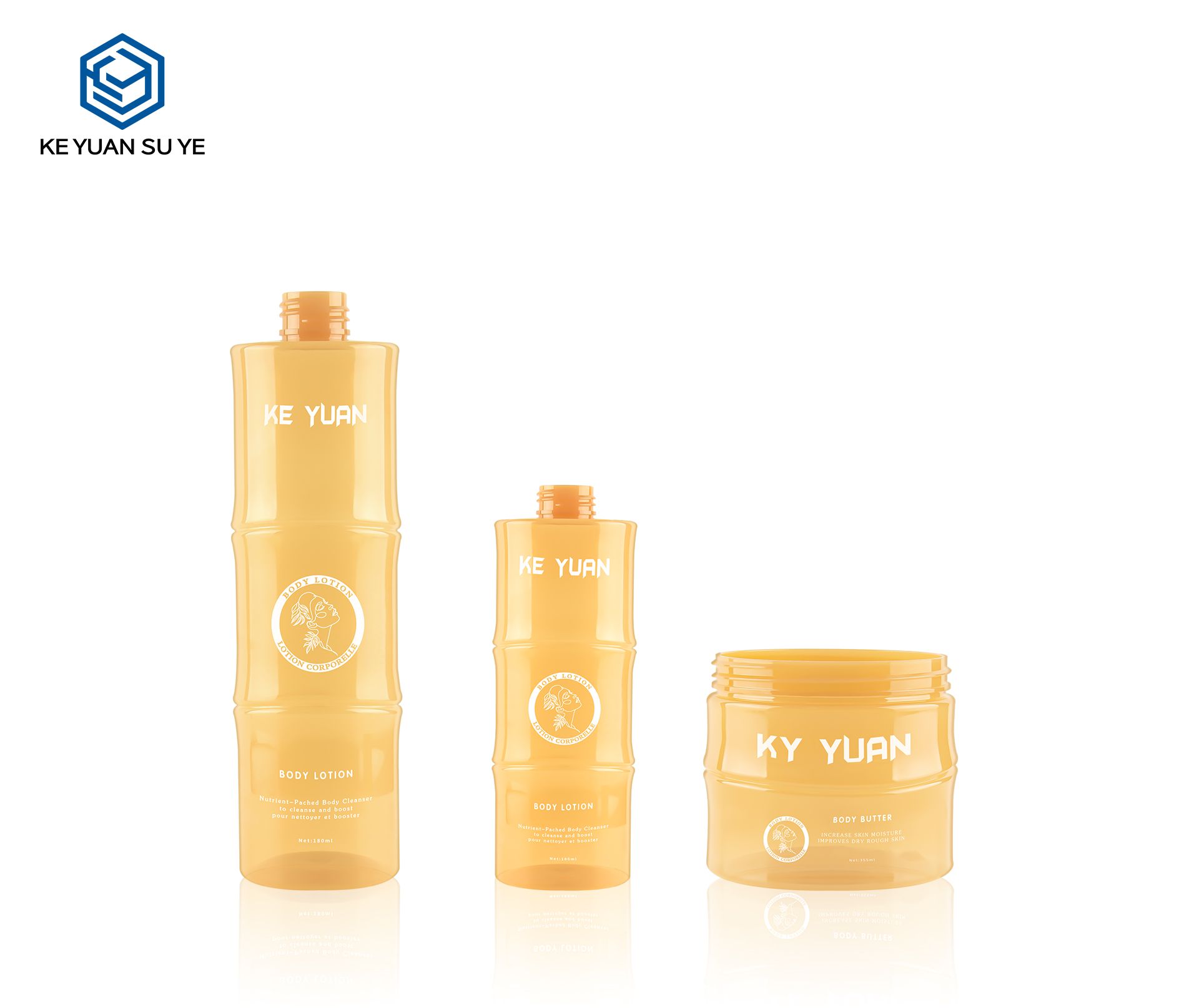 KY218 High Quality Bamboo Shaped Appearance of Wash and Care Products Plastic Shampoo Bottle Body Wash Bottle Hair Mask Jar