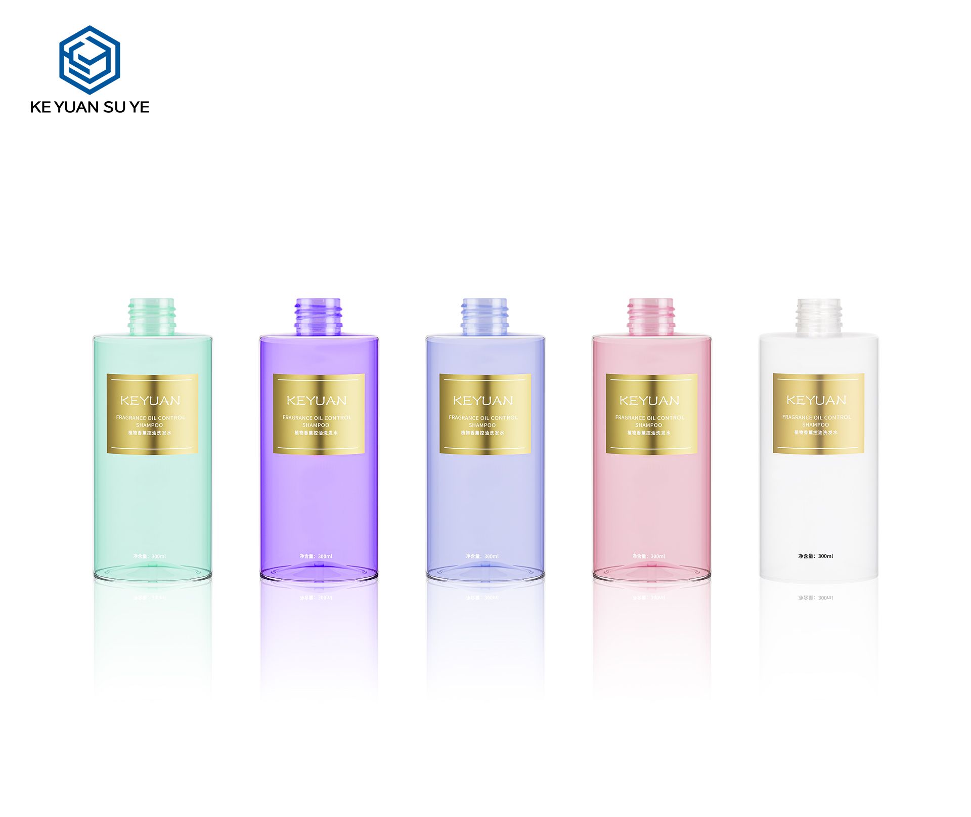 KY238 Luxury Empty Round PET 300ml Body Lotion Bottle Lotion Liquid Soap Shampoo Plastic Pump Bottle