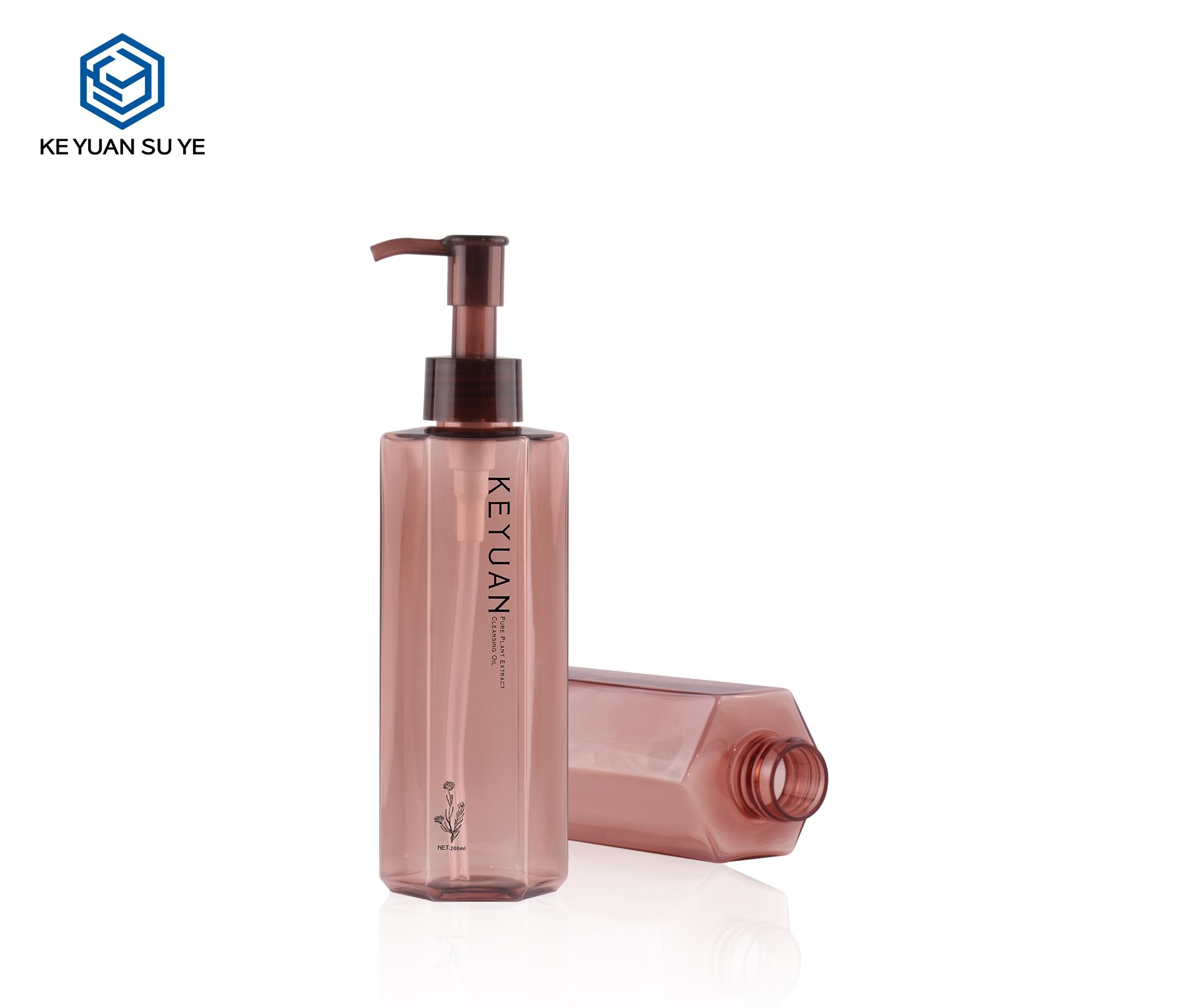 KY239 Custom Deluxe 200ml PET Makeup Remover Oil Bottle Bath Oil Bottle with Pump
