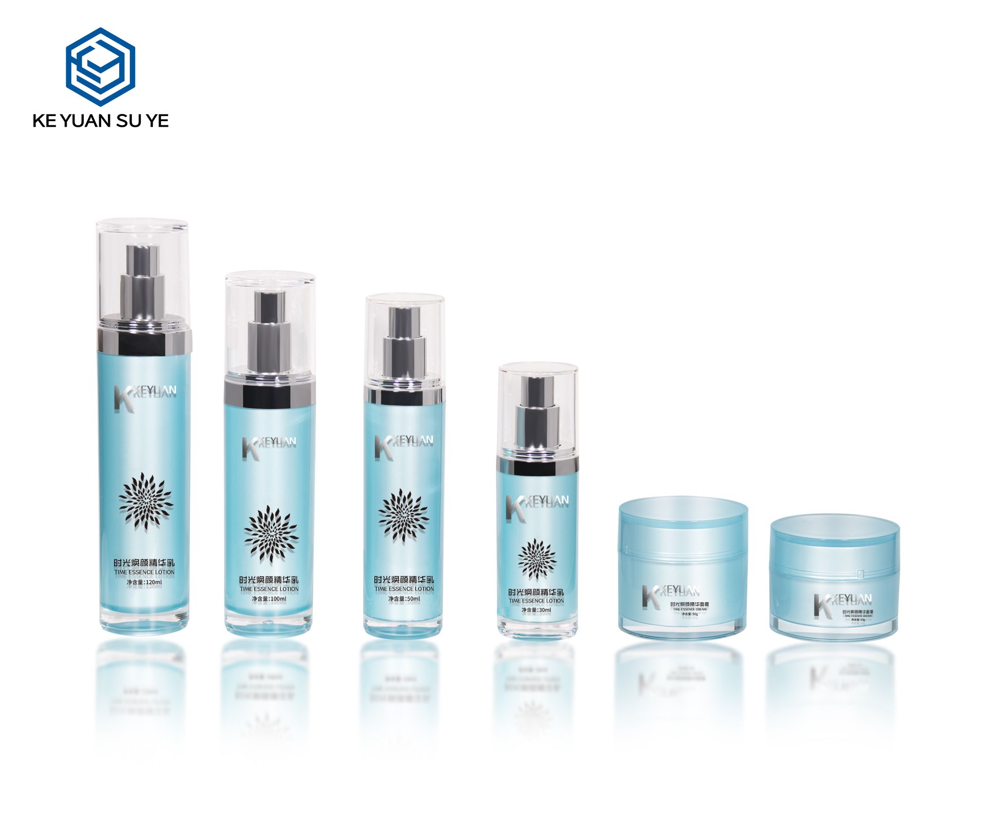 KY246 New Cosmetic Bottle Set Acrylic Face Cream Jars Acrylic Round Bottle with Lotion Pump