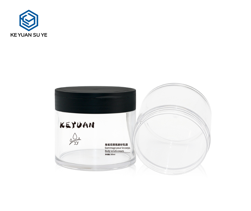 Custom 300ml Cosmetic Wide Mouth Plastic Jar Body Scrub Cream Jar