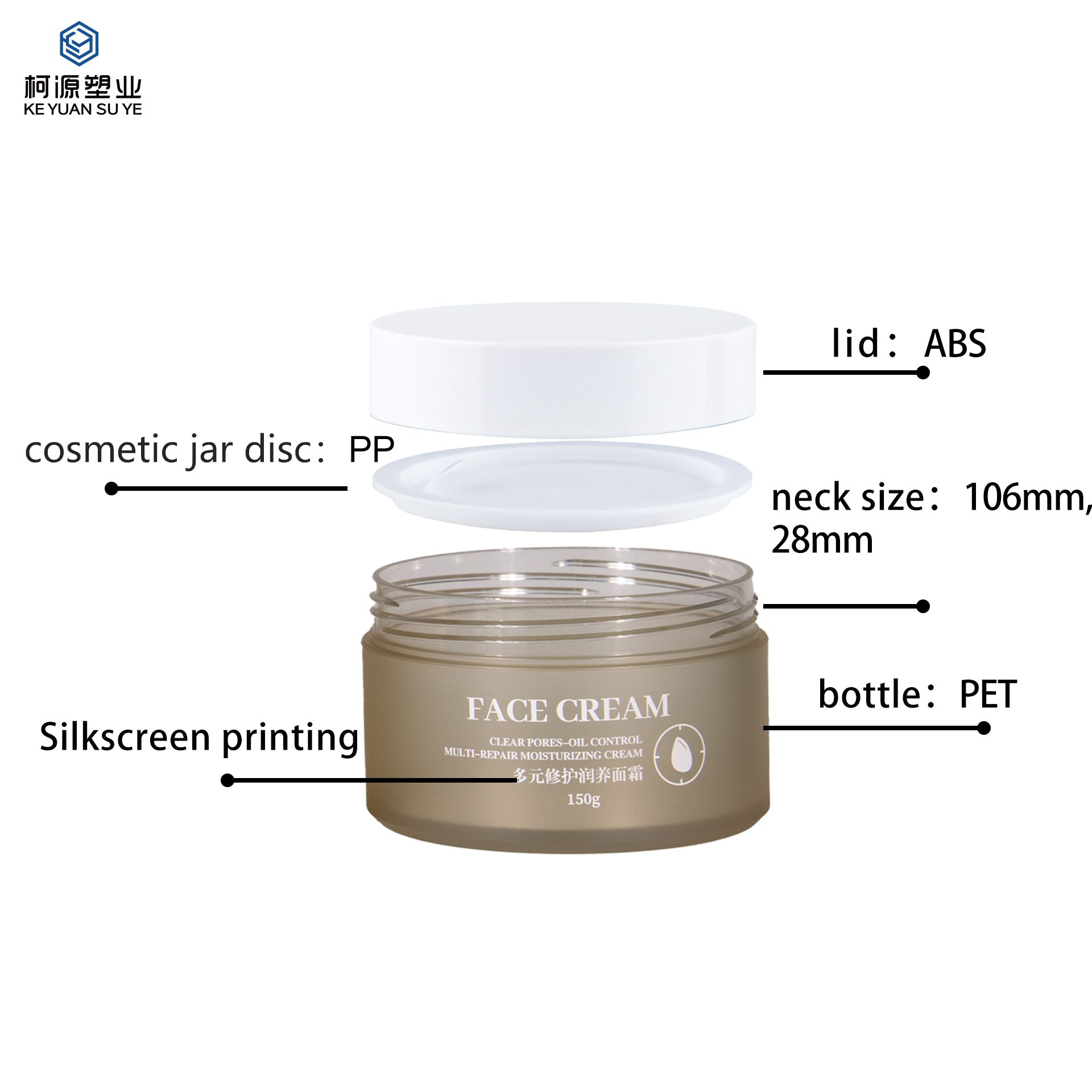 KY052 11PJ Custom High Quality Luxury Cosmetics 5-500ml Yellow Double Wall Cream Jar for Face Cream Packaging