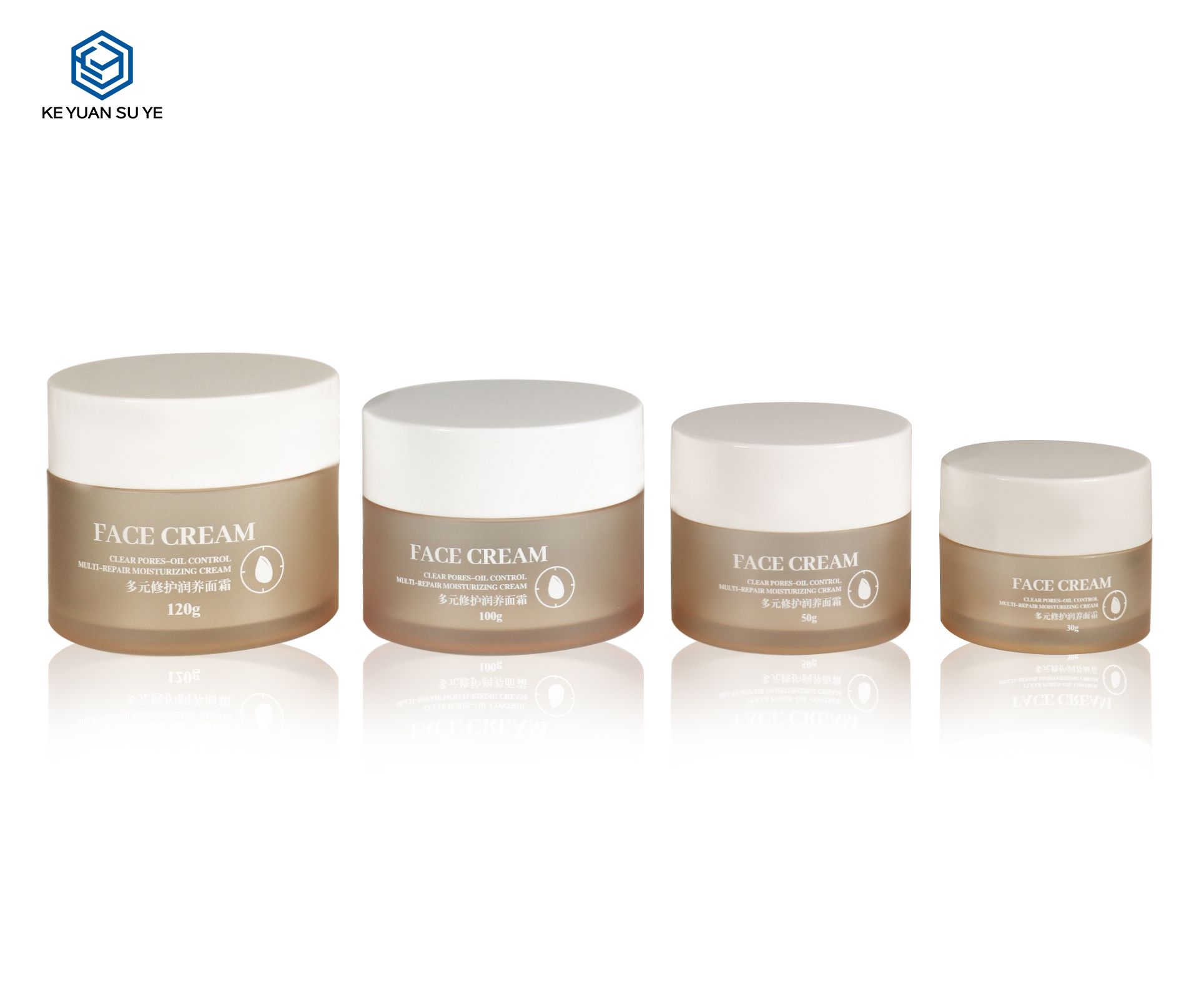 KY075 1PJ Custom Luxury Cosmetics 25g 50g 100g 120g Double Wall Cream Jar with Tall White Screw Lid