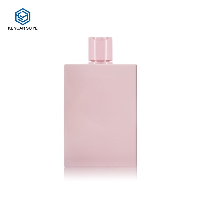 KY108 2 Custom 300ml PETG Deluxe Square Pink Flat Shoulder Perfume Spray Bottle