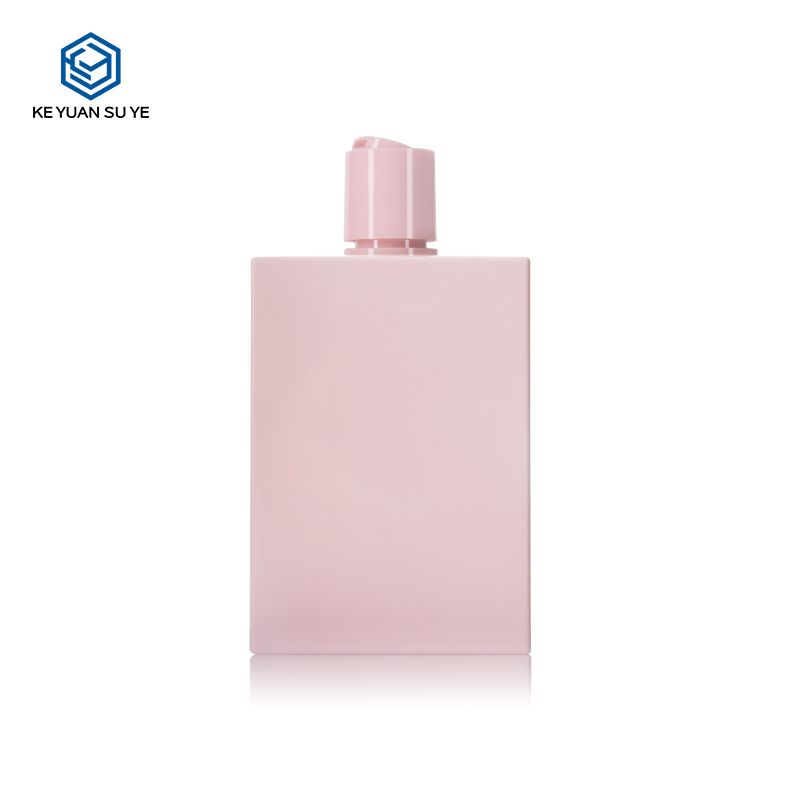 KY108 2 Custom 300ml PETG Deluxe Square Pink Flat Shoulder Perfume Spray Bottle