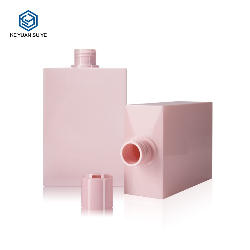 KY108 2 Custom 300ml PETG Deluxe Square Pink Flat Shoulder Perfume Spray Bottle