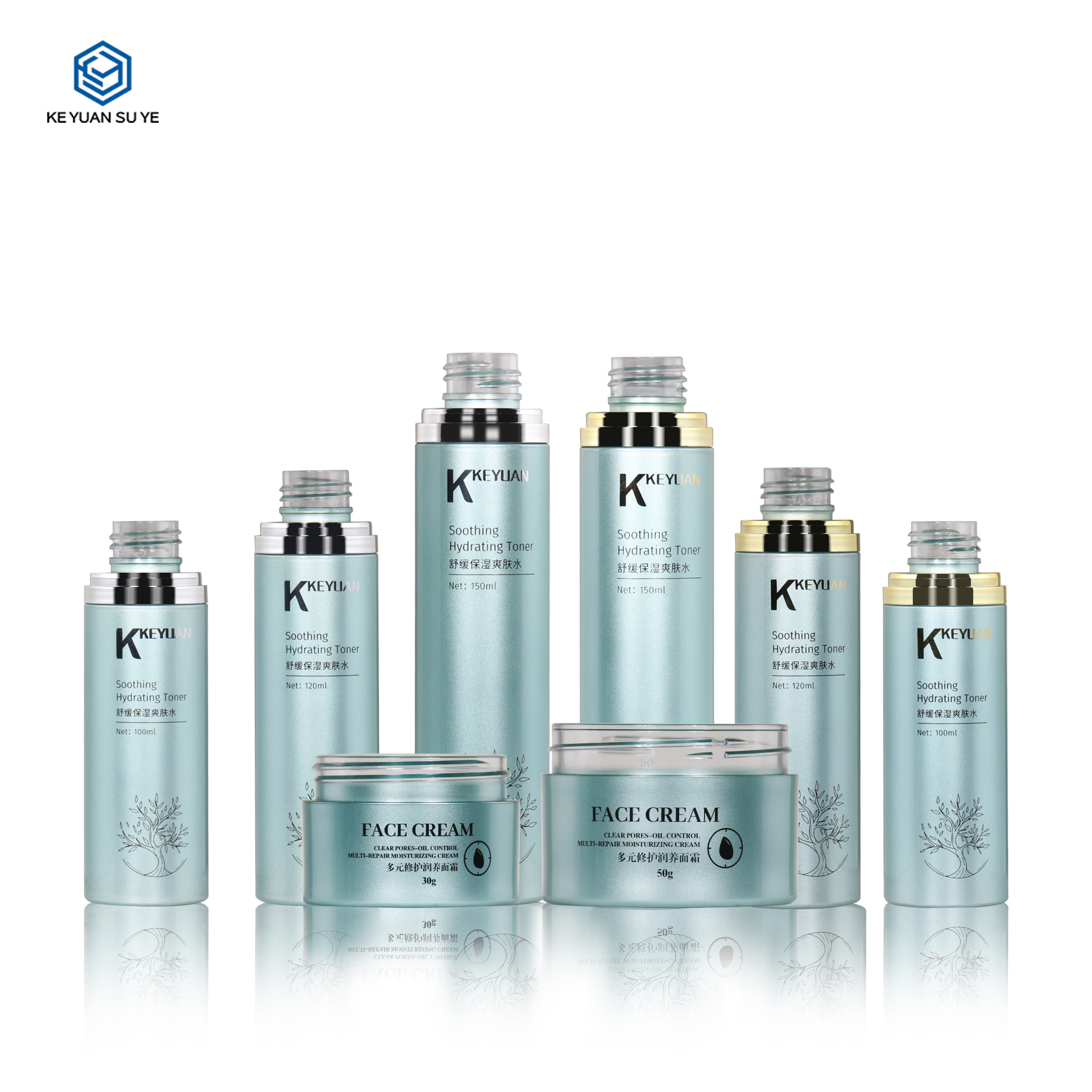 KY294 Factory Custom 30ml 50ml 100ml 120ml 150ml Skin Care Face Cream Jar and Toner Bottle