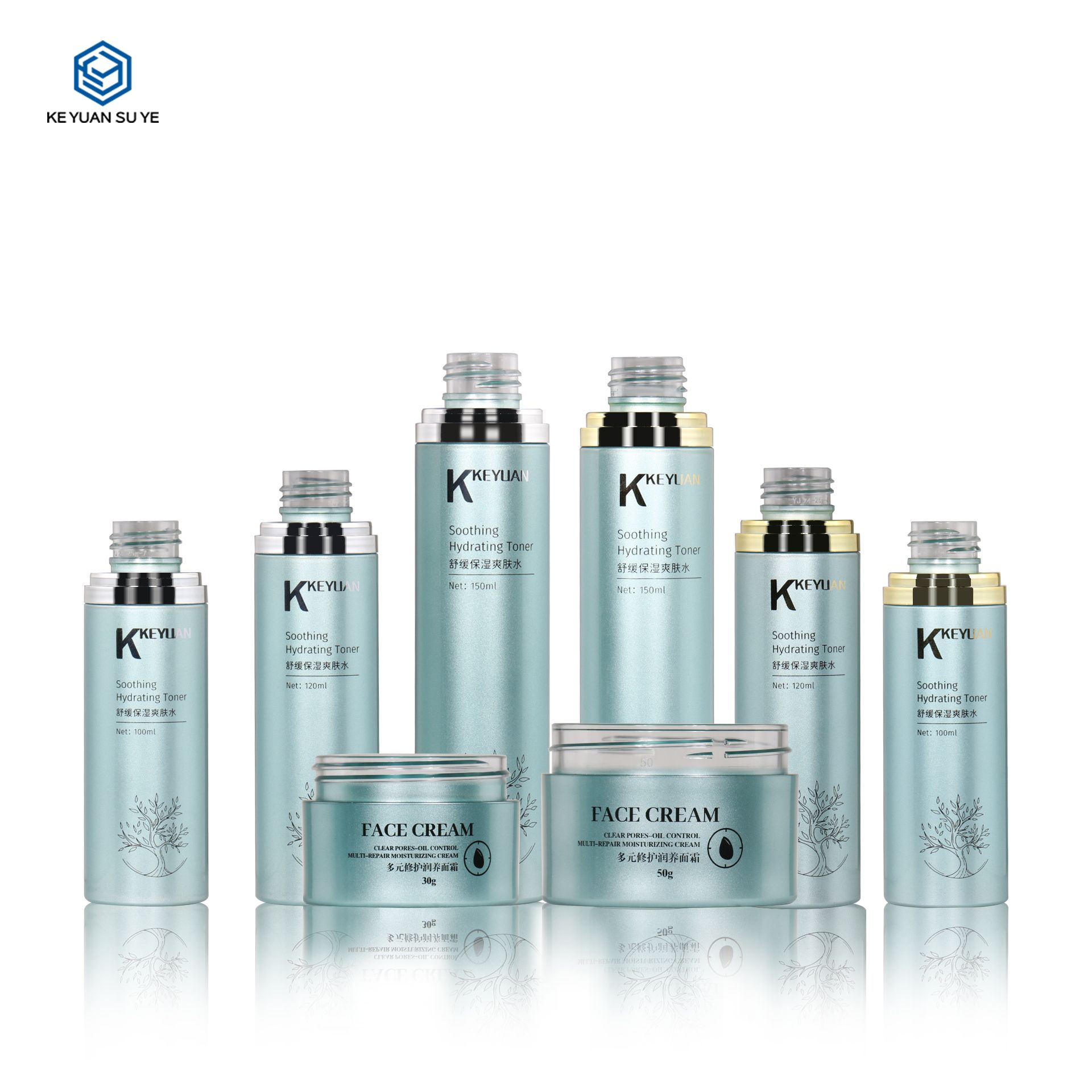 KY294 Factory Custom 30ml 50ml 100ml 120ml 150ml Skin Care Face Cream Jar and Toner Bottle