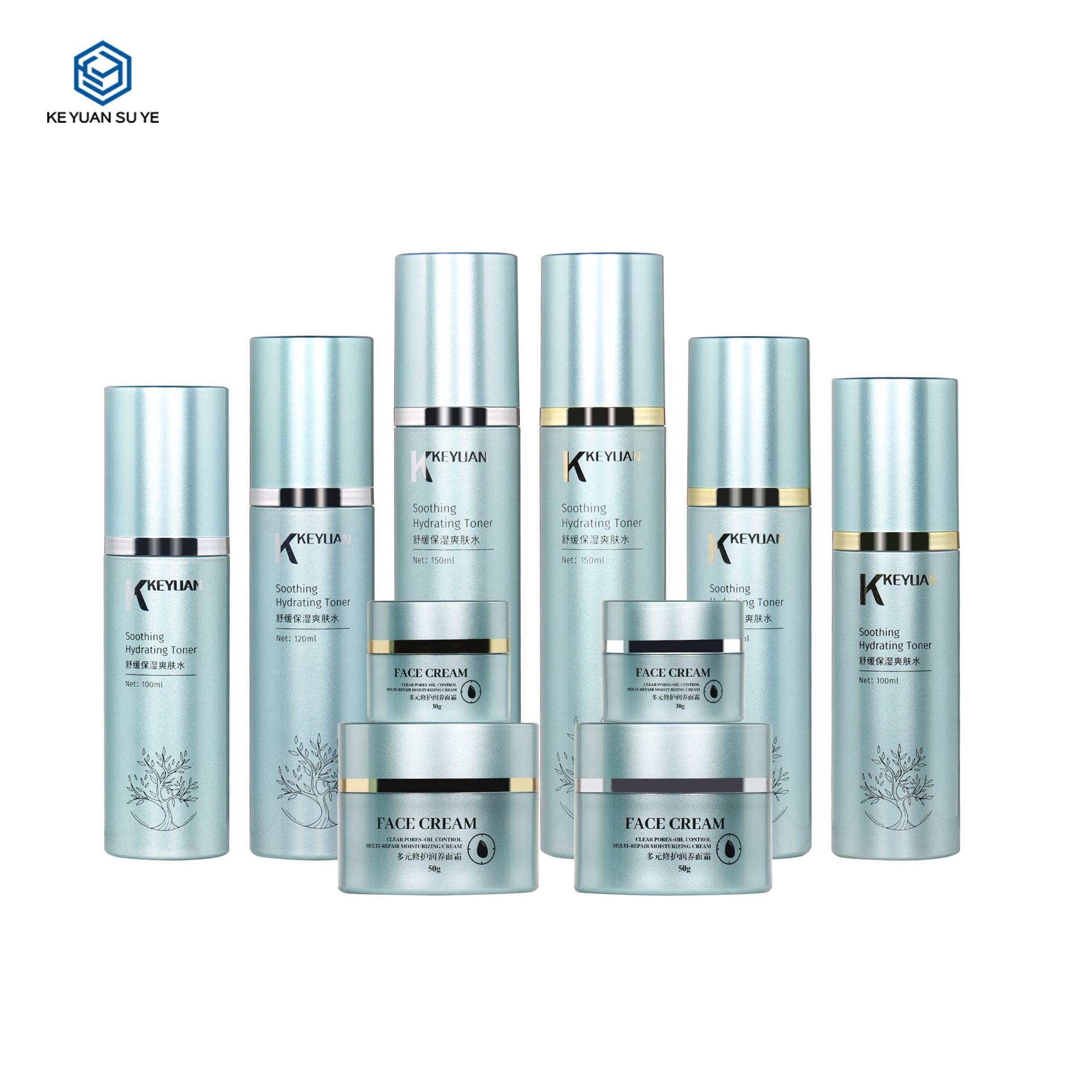 KY294 Factory Custom 30ml 50ml 100ml 120ml 150ml Skin Care Face Cream Jar and Toner Bottle