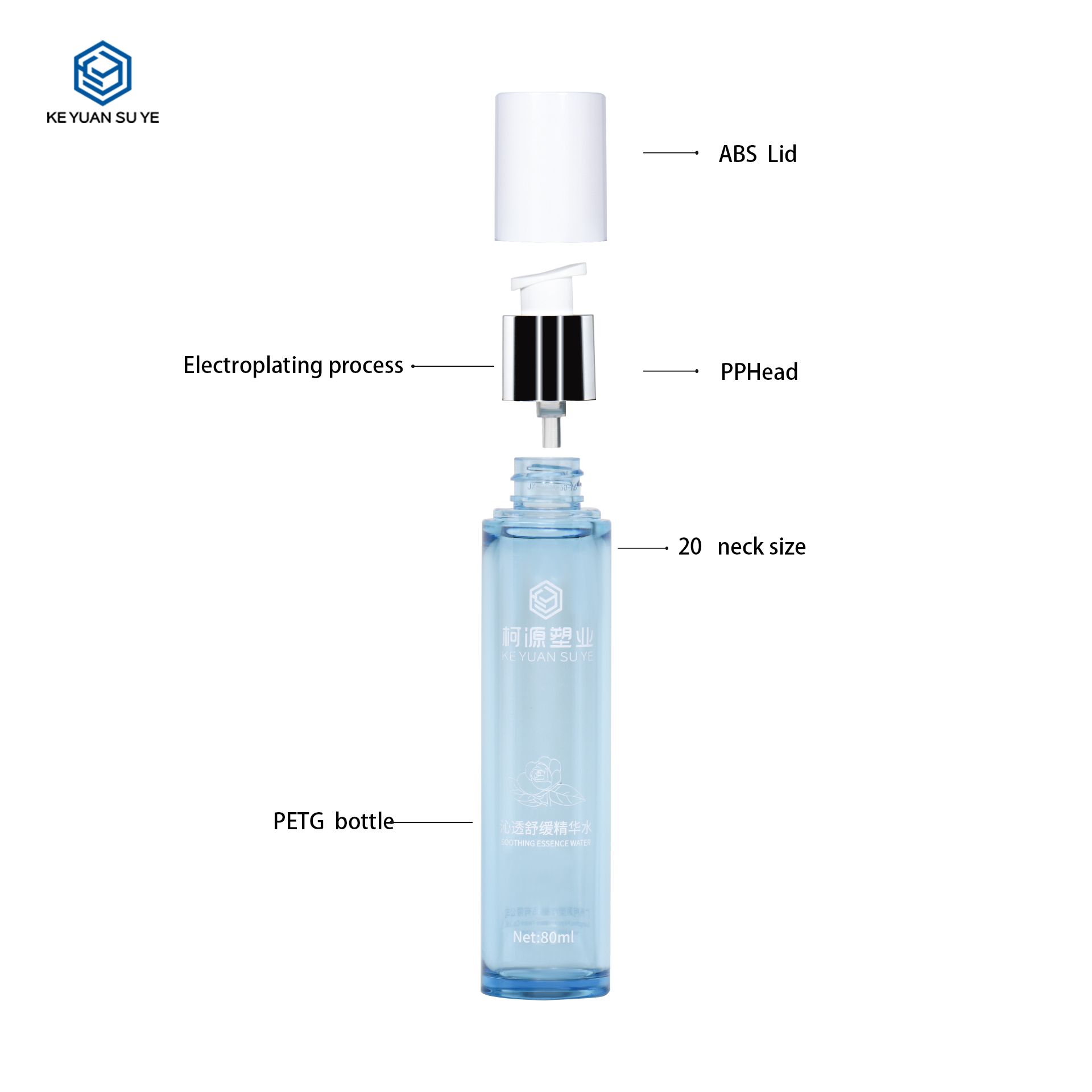 KY291 Custom Blue PET Thick Wall Skin Care Bottle for Toner Essence Lotion Packaging