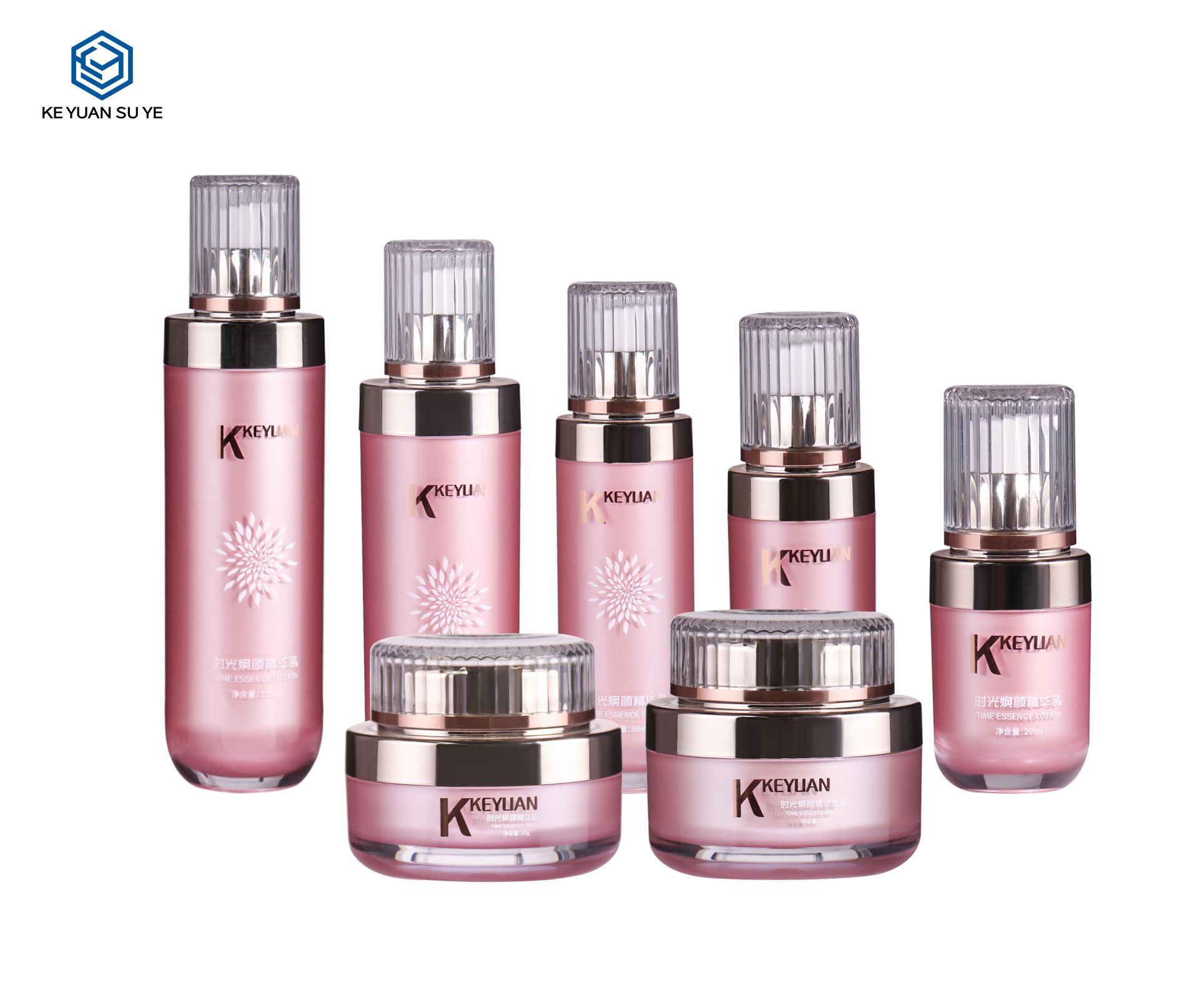 KY016 Factory Custom Pink Luxury High  Quality Acrylic Essence Lotion Bottle 30g 50g Face Cream Jar
