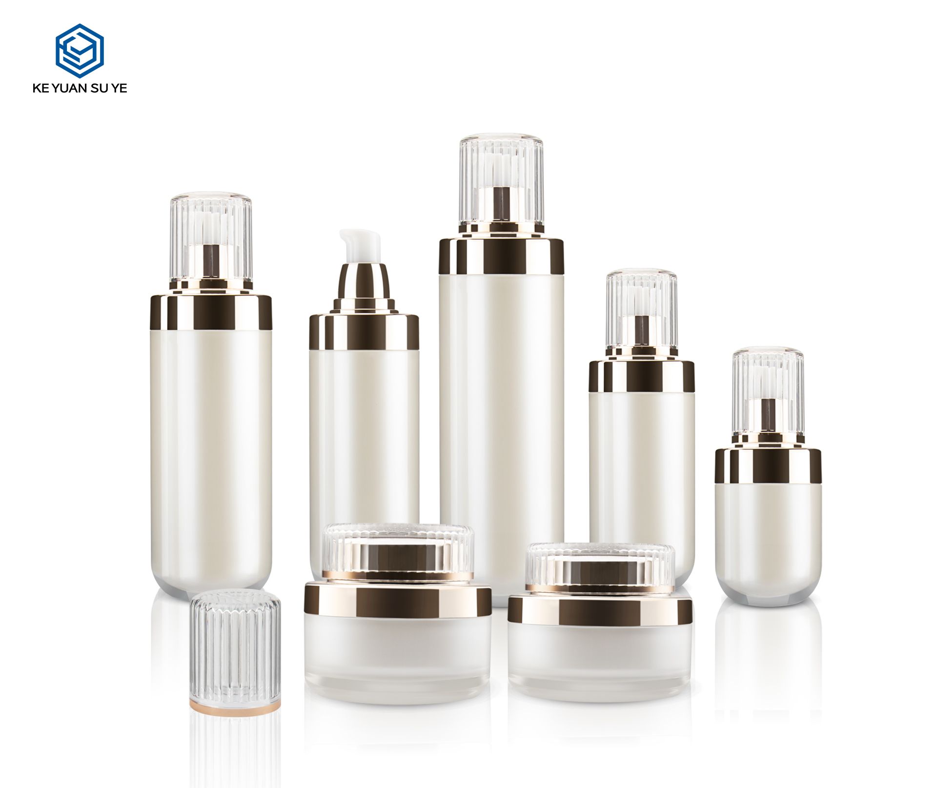 KY015 50ml 100ml 120ml White Cosmetic Acrylic Plastic Round Package Luxury Essence Lotion Bottle