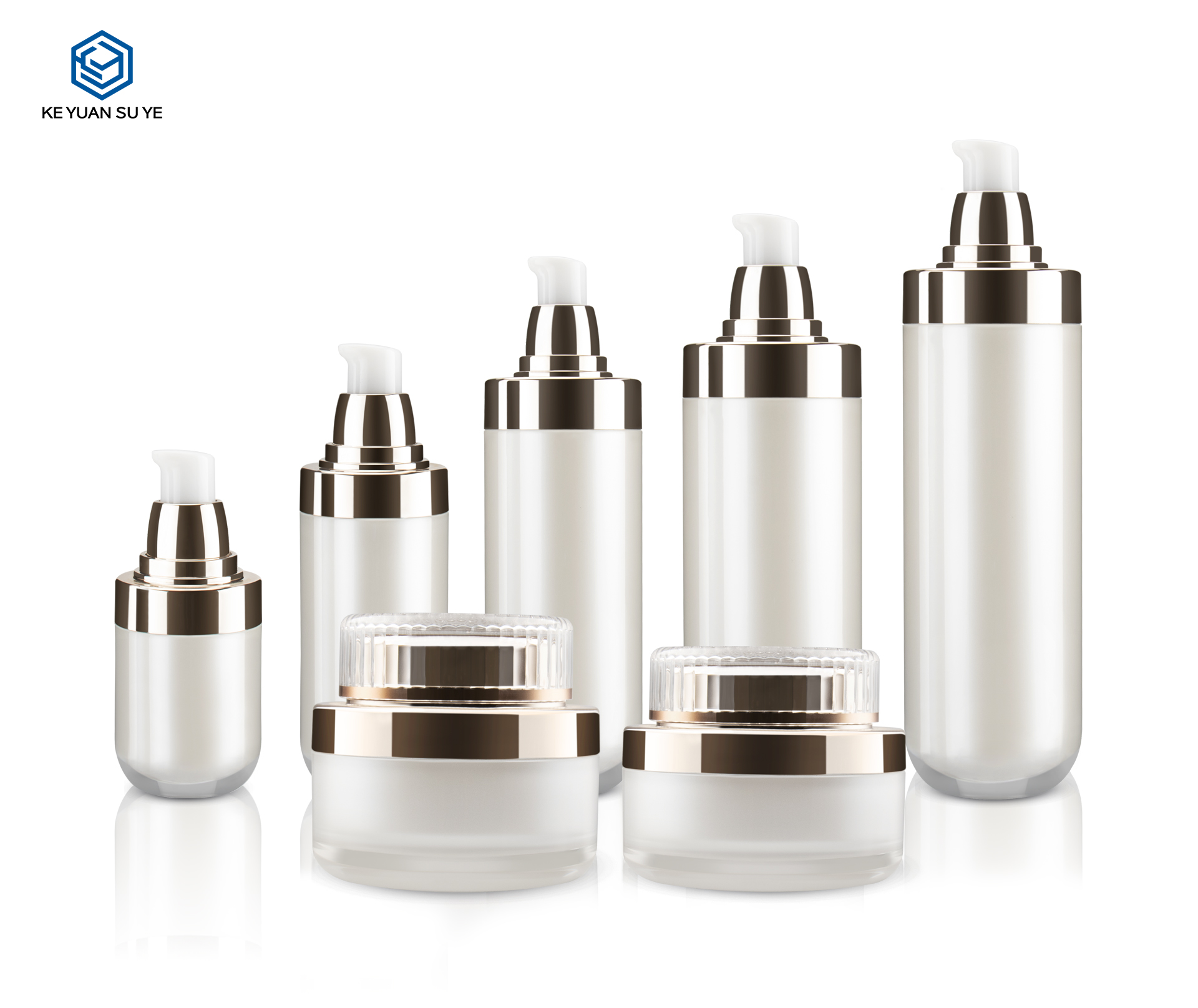 KY015 50ml 100ml 120ml White Cosmetic Acrylic Plastic Round Package Luxury Essence Lotion Bottle