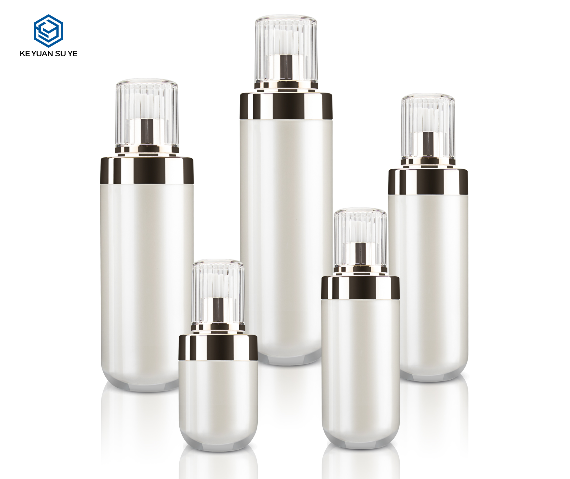 KY015 50ml 100ml 120ml White Cosmetic Acrylic Plastic Round Package Luxury Essence Lotion Bottle