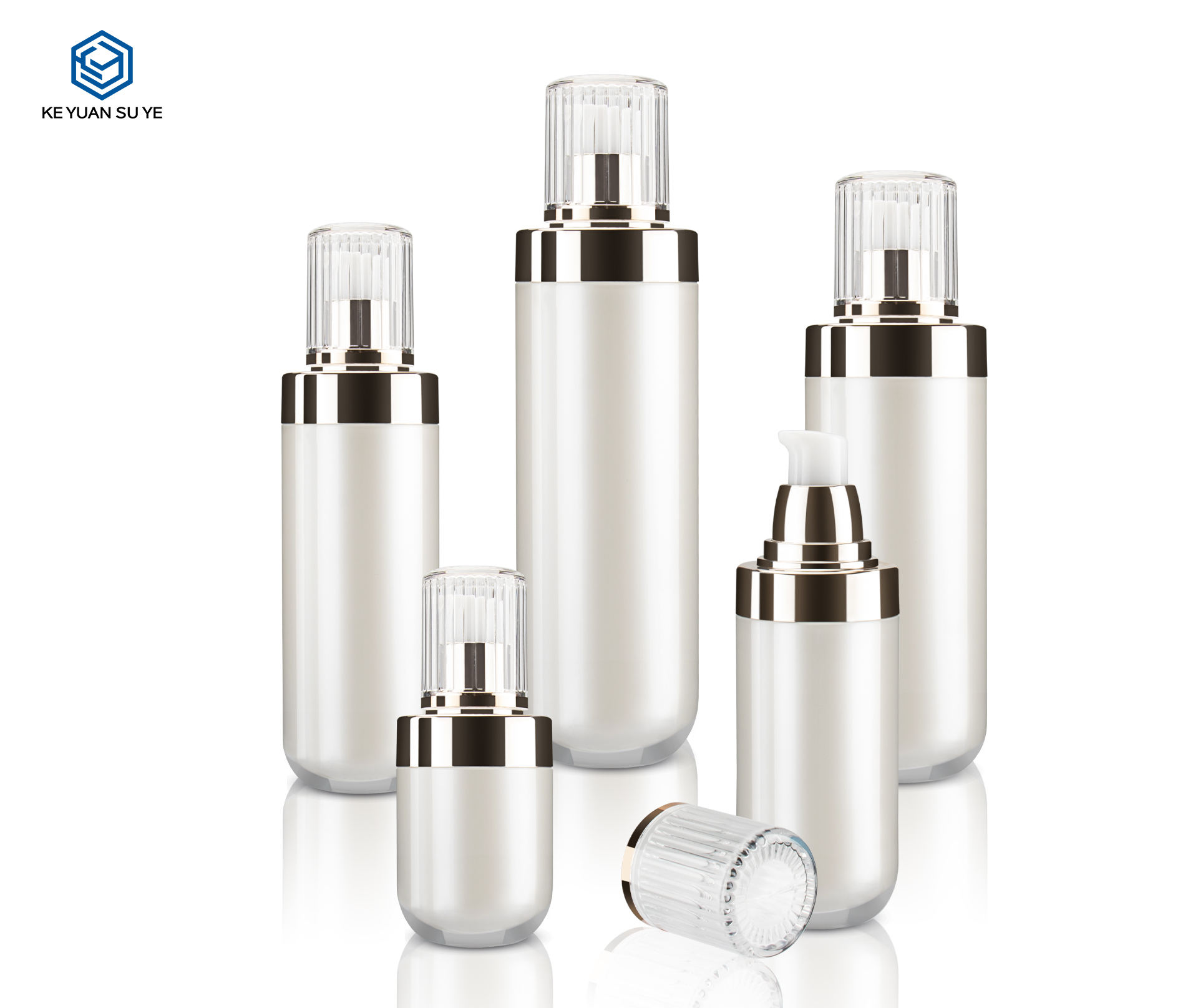 KY015 50ml 100ml 120ml White Cosmetic Acrylic Plastic Round Package Luxury Essence Lotion Bottle