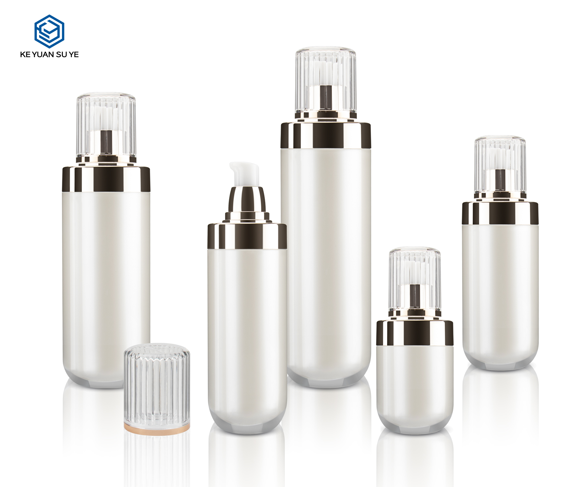 KY015 50ml 100ml 120ml White Cosmetic Acrylic Plastic Round Package Luxury Essence Lotion Bottle