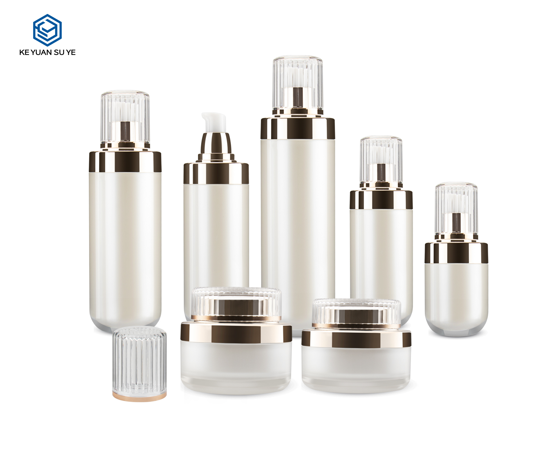 KY015 50ml 100ml 120ml White Cosmetic Acrylic Plastic Round Package Luxury Essence Lotion Bottle
