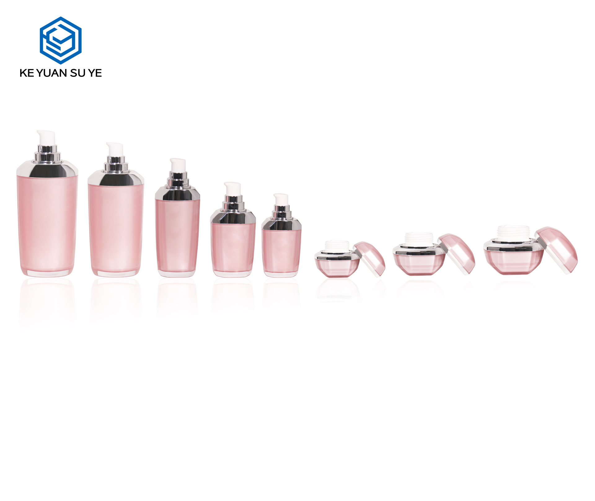 KY019A-1  Factory Custom Pink Luxury High Quality Acrylic Essence Lotion Bottle Face Cream Jar