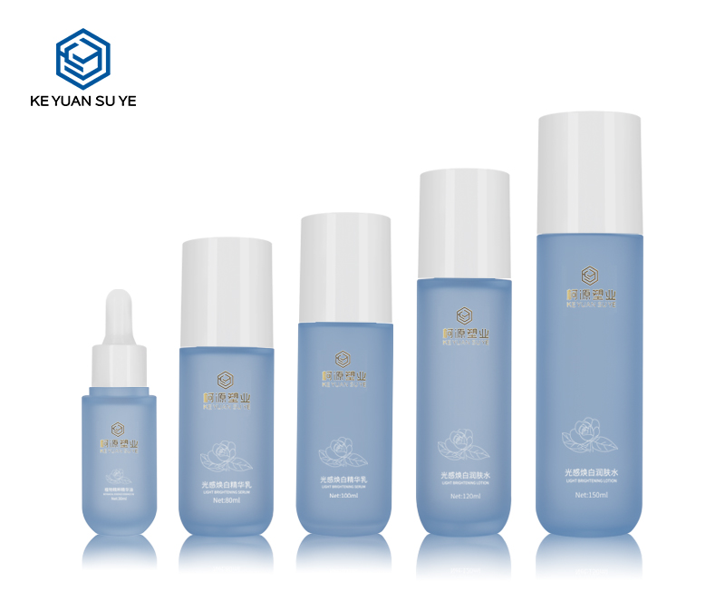 KY 201   1 Luxury Blue Matte Translucent Empty Cosmetic Packaging Dropper Bottle Lotion Bottle Toner Bottle