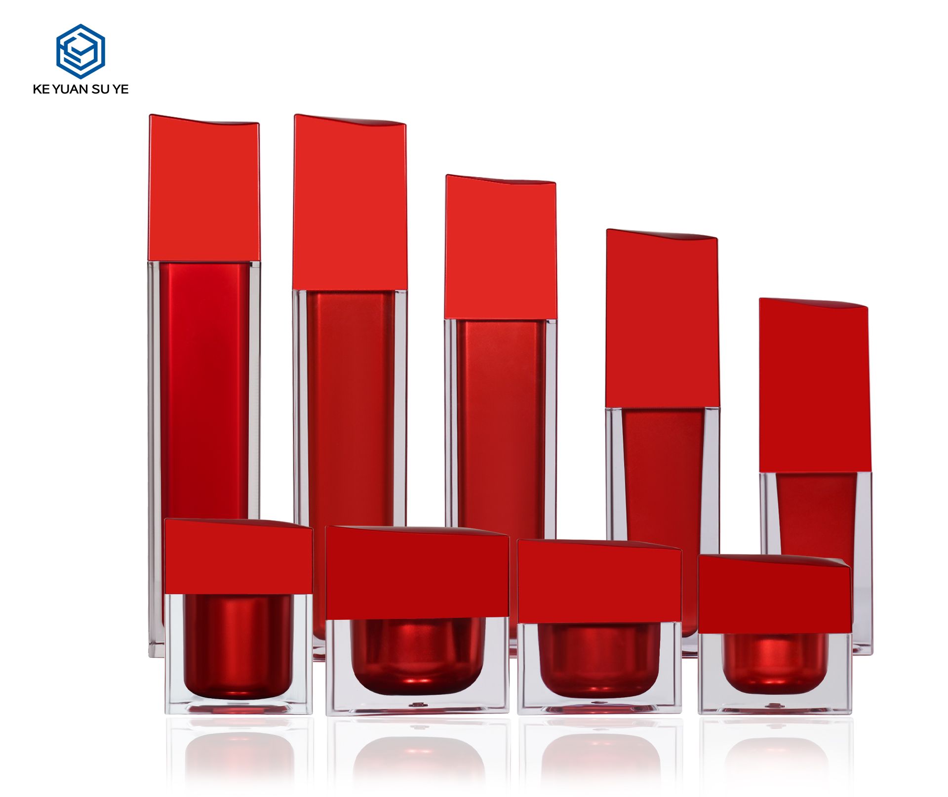 KY 020 Factory Custom Red Luxury High Quality Acrylic Mist Spray Bottle and Cosmetic Jar with Special Shape Cap