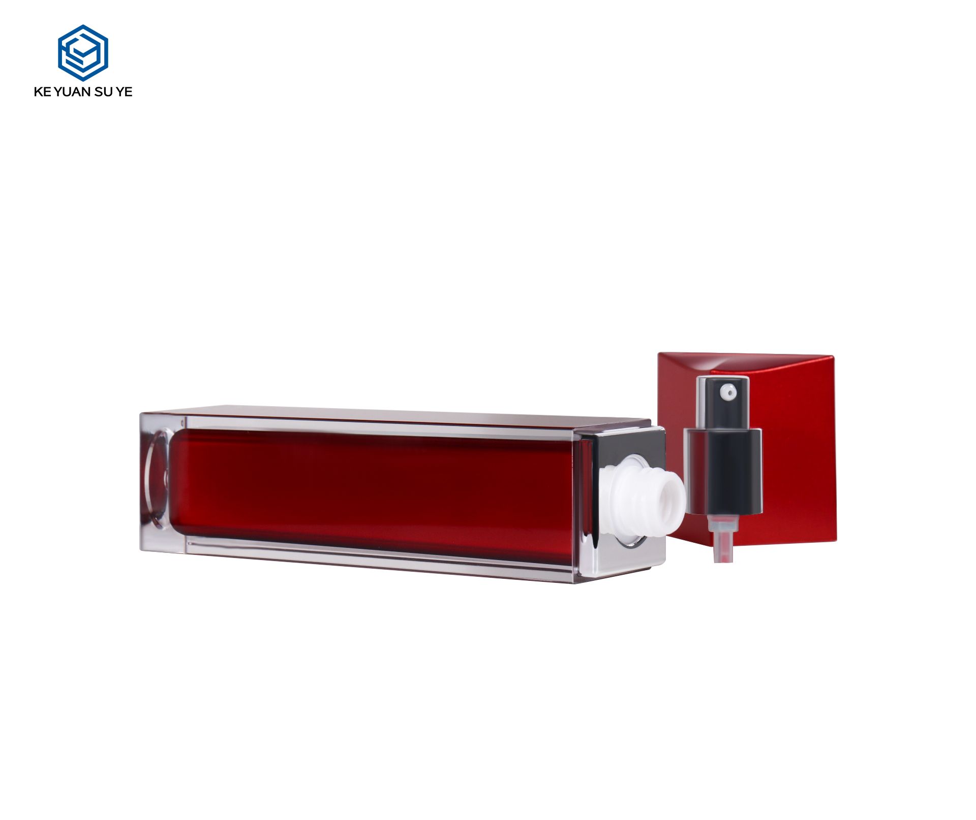 KY 020 Factory Custom Red Luxury High Quality Acrylic Mist Spray Bottle and Cosmetic Jar with Special Shape Cap