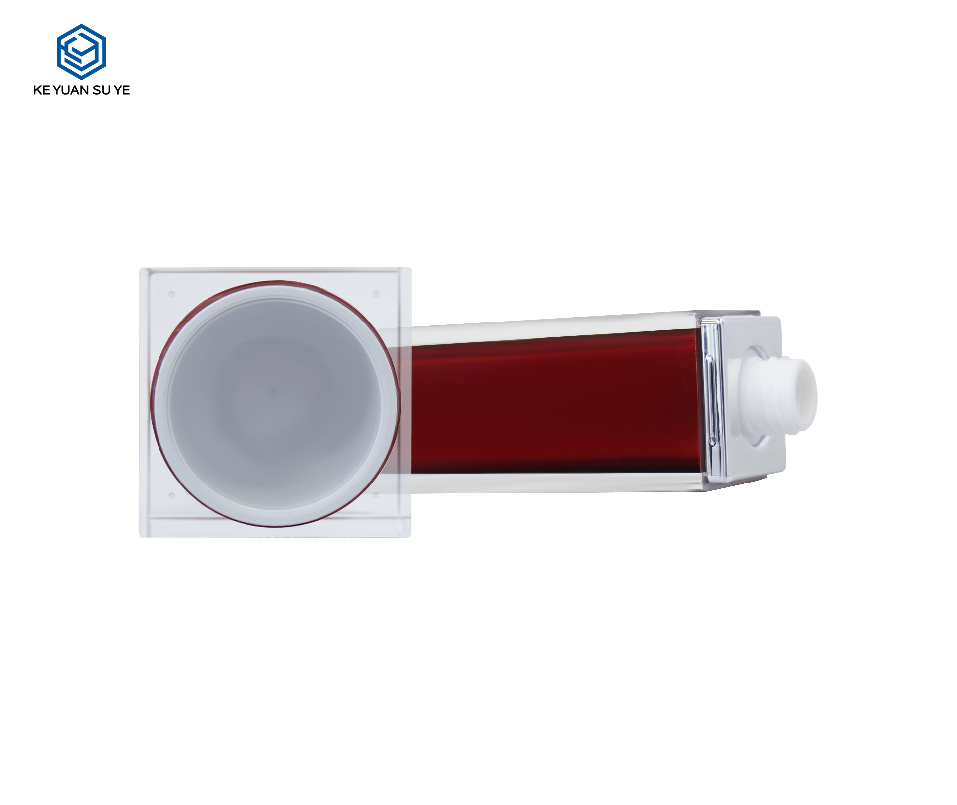 KY 020 Factory Custom Red Luxury High Quality Acrylic Mist Spray Bottle and Cosmetic Jar with Special Shape Cap