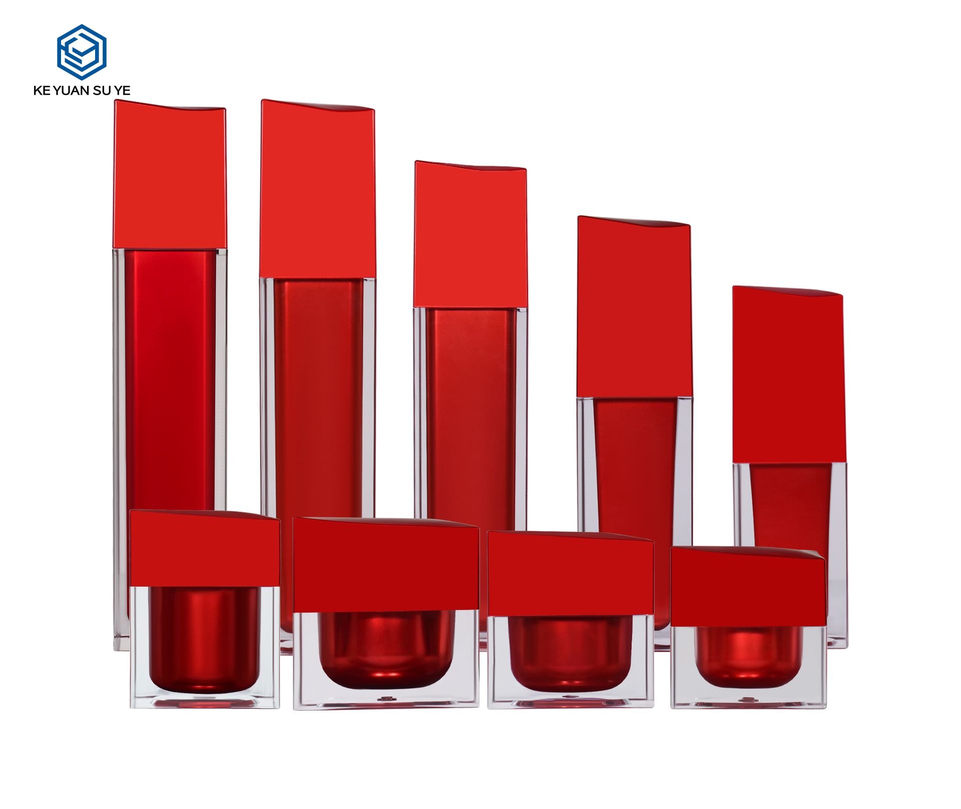 KY 020 Factory Custom Red Luxury High Quality Acrylic Mist Spray Bottle and Cosmetic Jar with Special Shape Cap