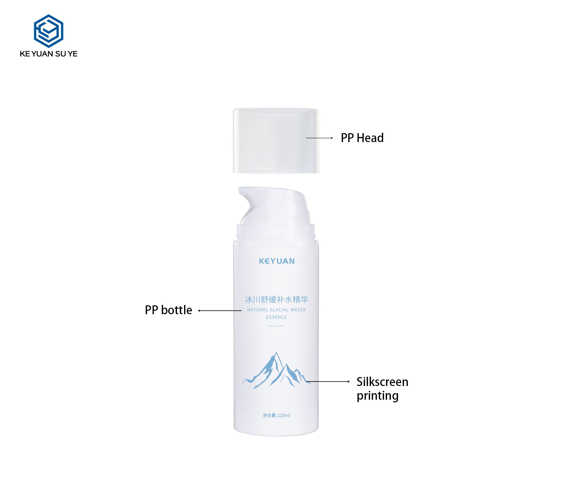 KY209 High Quality Plastic Round Cosmetic Bottle Water Essence Bottle with Plastic Pump