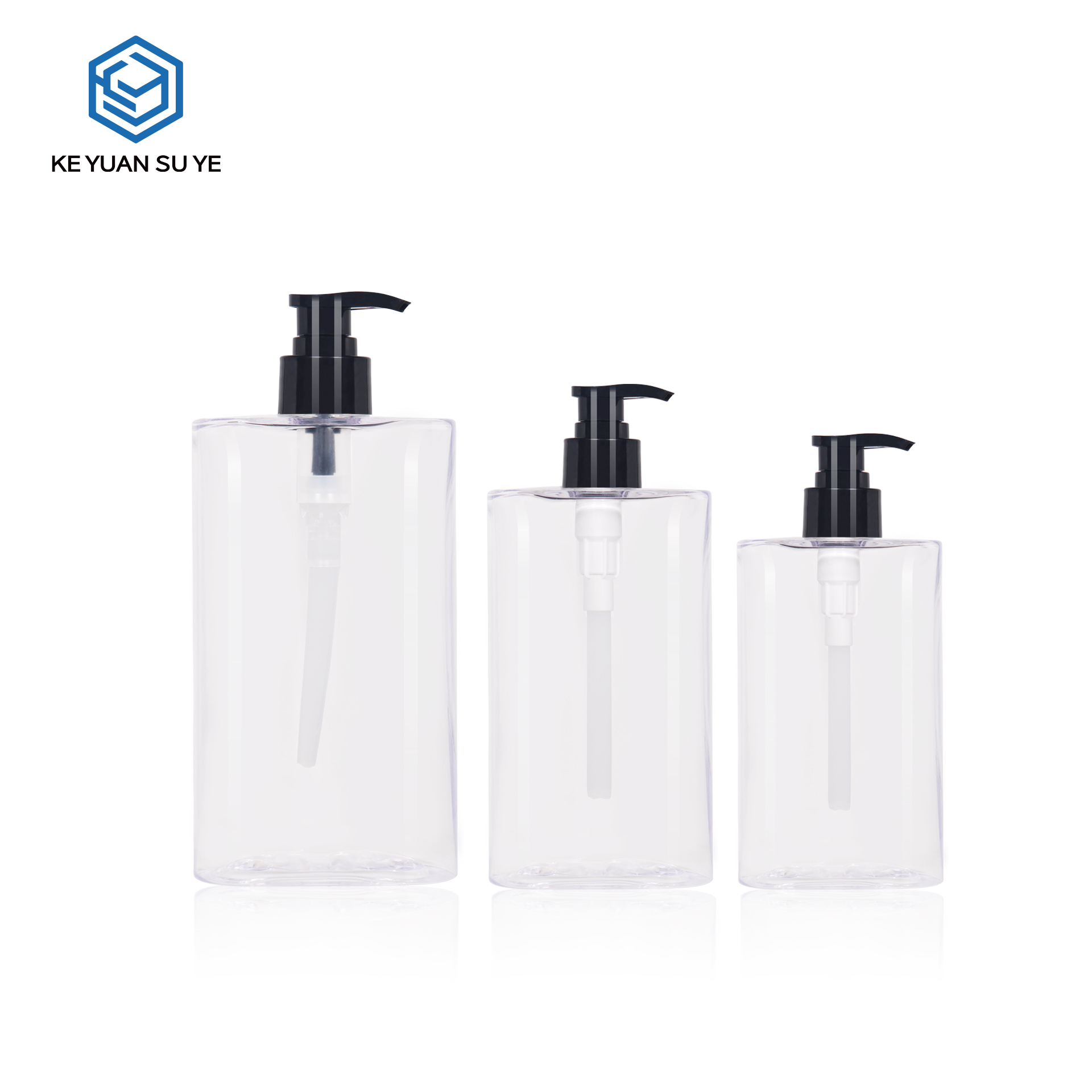 KY735,736,737 Clear PET Refillable Pump Bottles 200ml 300ml 500ml, Leak-Proof for Skincare & Personal Care