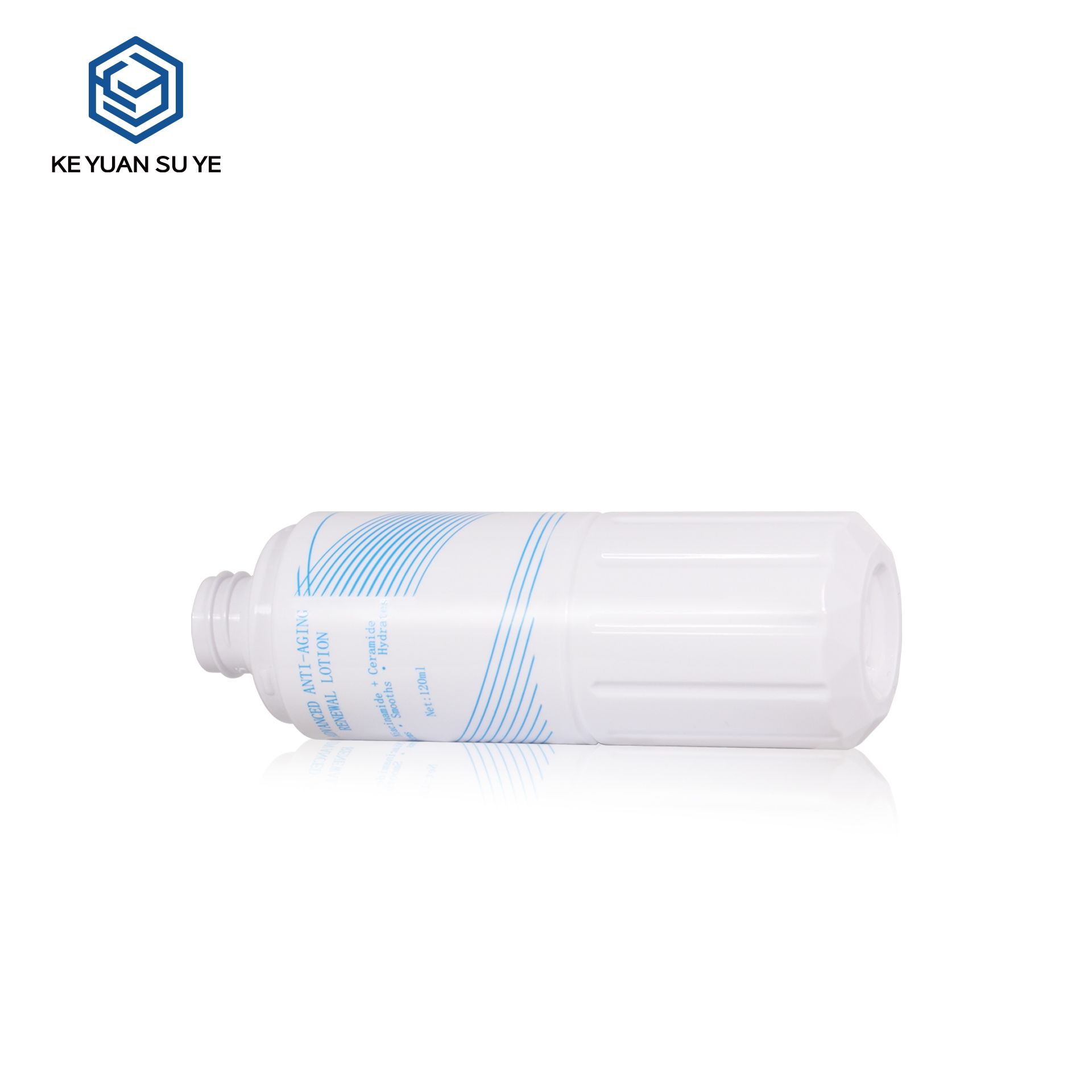 KY White PET Anti-Aging Lotion Pump Bottles, 100/120/150ml, Custom Silk Screen Printing