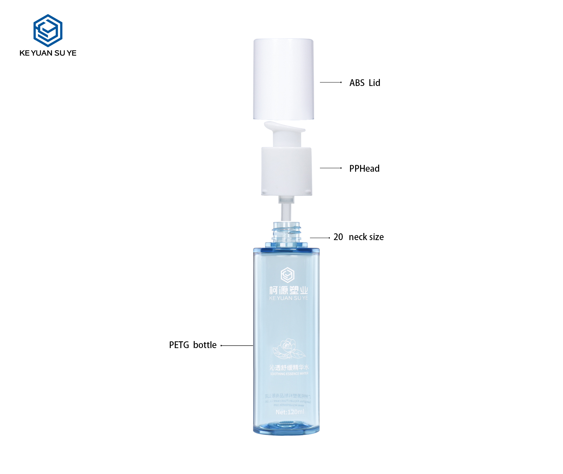 KY289#610 Transparent Blue 80ml 100ml 120ml Soothing Essence Water Skincare Bottle Set