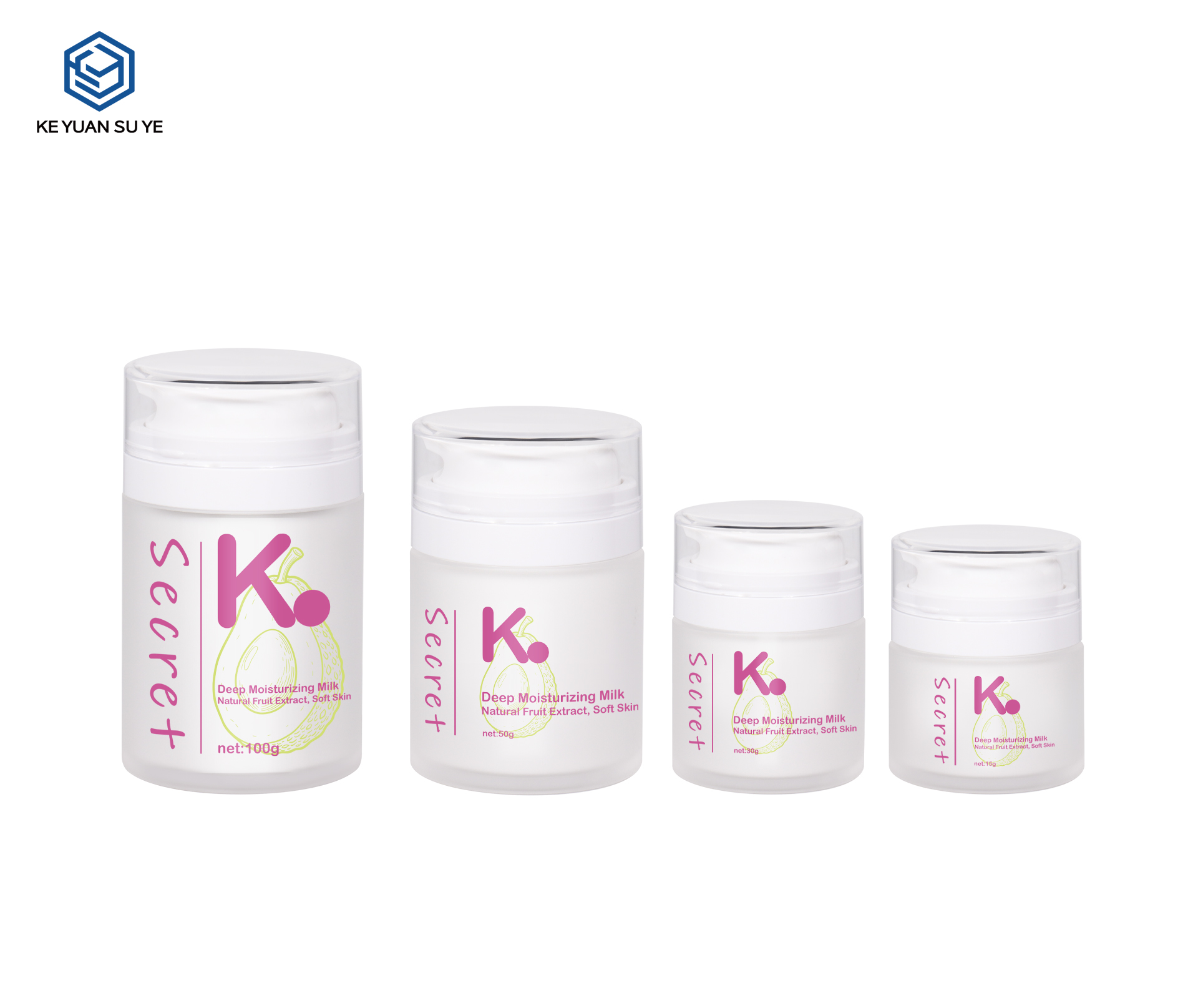 KY298 Custom Vacuum PET Luxury Cream Jar Set 15g 30g 50g 100g For Moisturizing Skincare