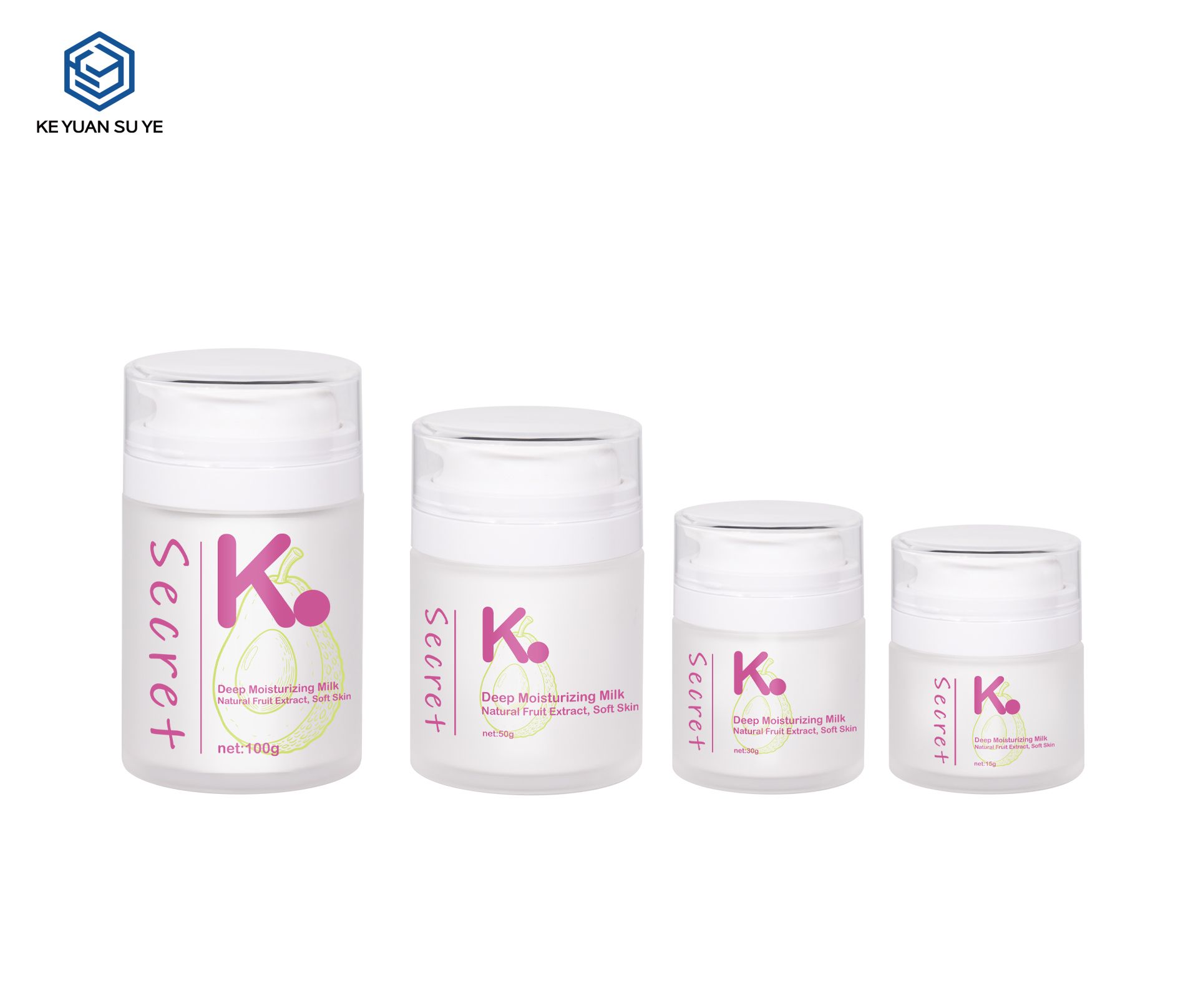 KY298 Custom Vacuum PET Luxury Cream Jar Set 15g 30g 50g 100g For Moisturizing Skincare