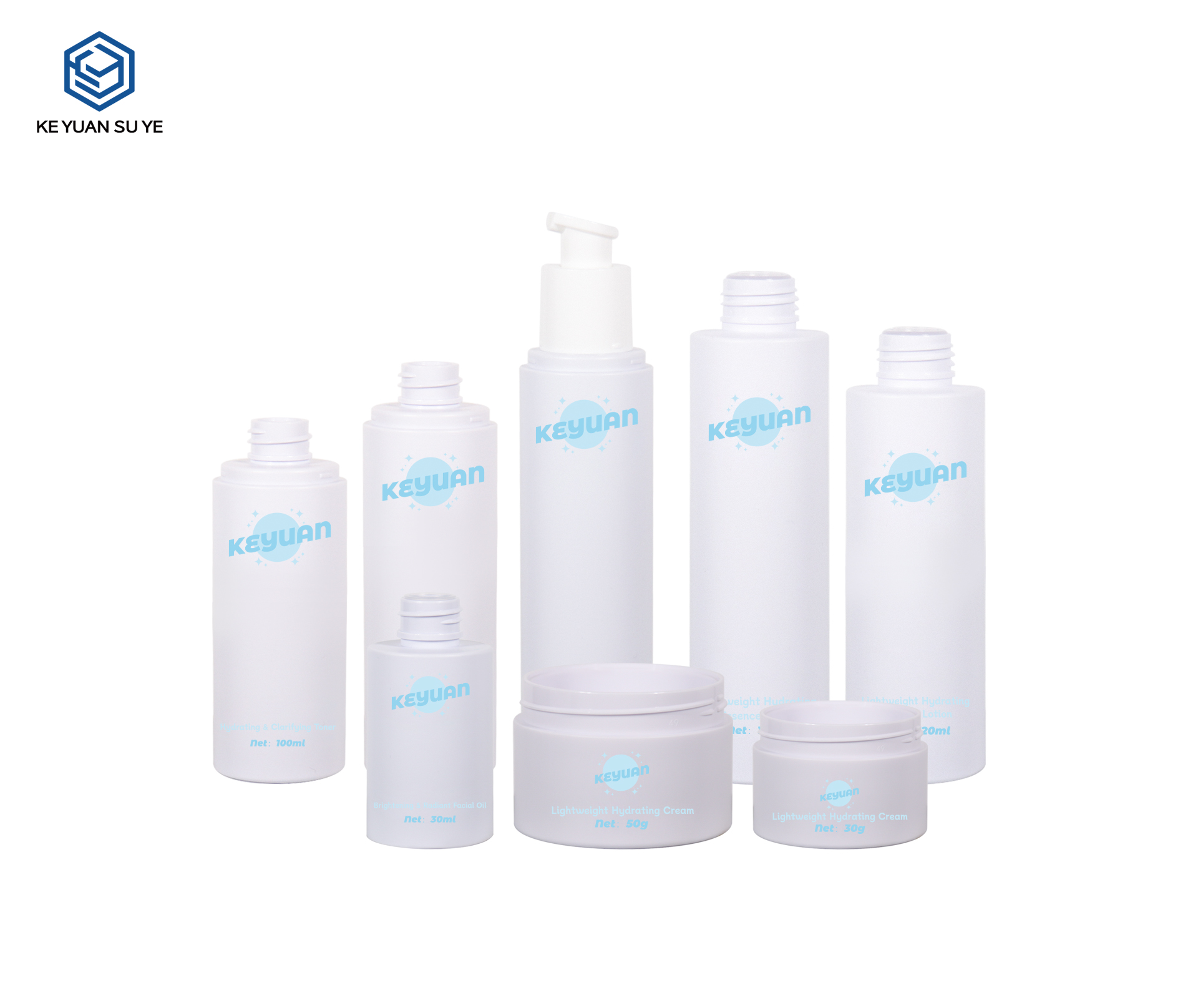 KY299 Custom PETG Complete Skincare Packaging Set For Toner Essence Cream With Multiple Capacities