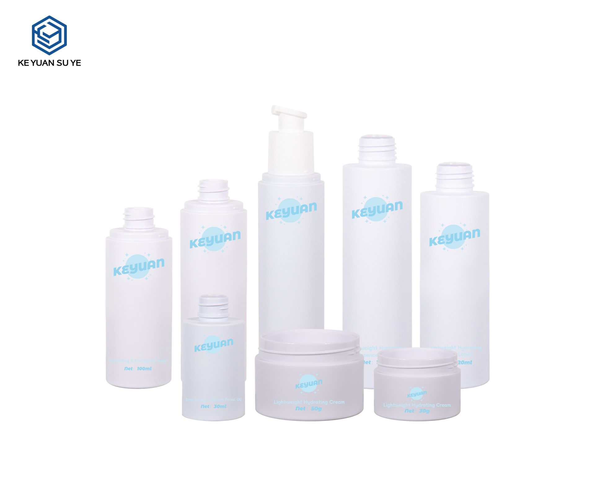 KY299 Custom PETG Complete Skincare Packaging Set For Toner Essence Cream With Multiple Capacities