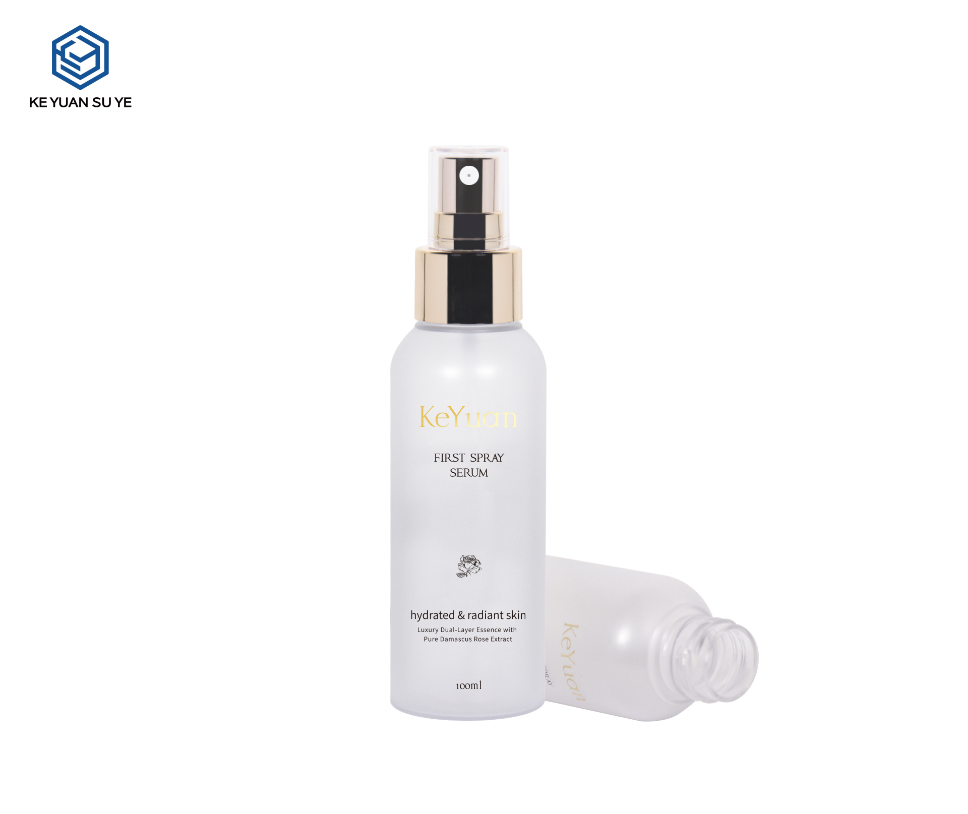 KY300#670 Custom High-Clarity PET Spray Bottle 100ml For Facial Serum Hydrating Skincare