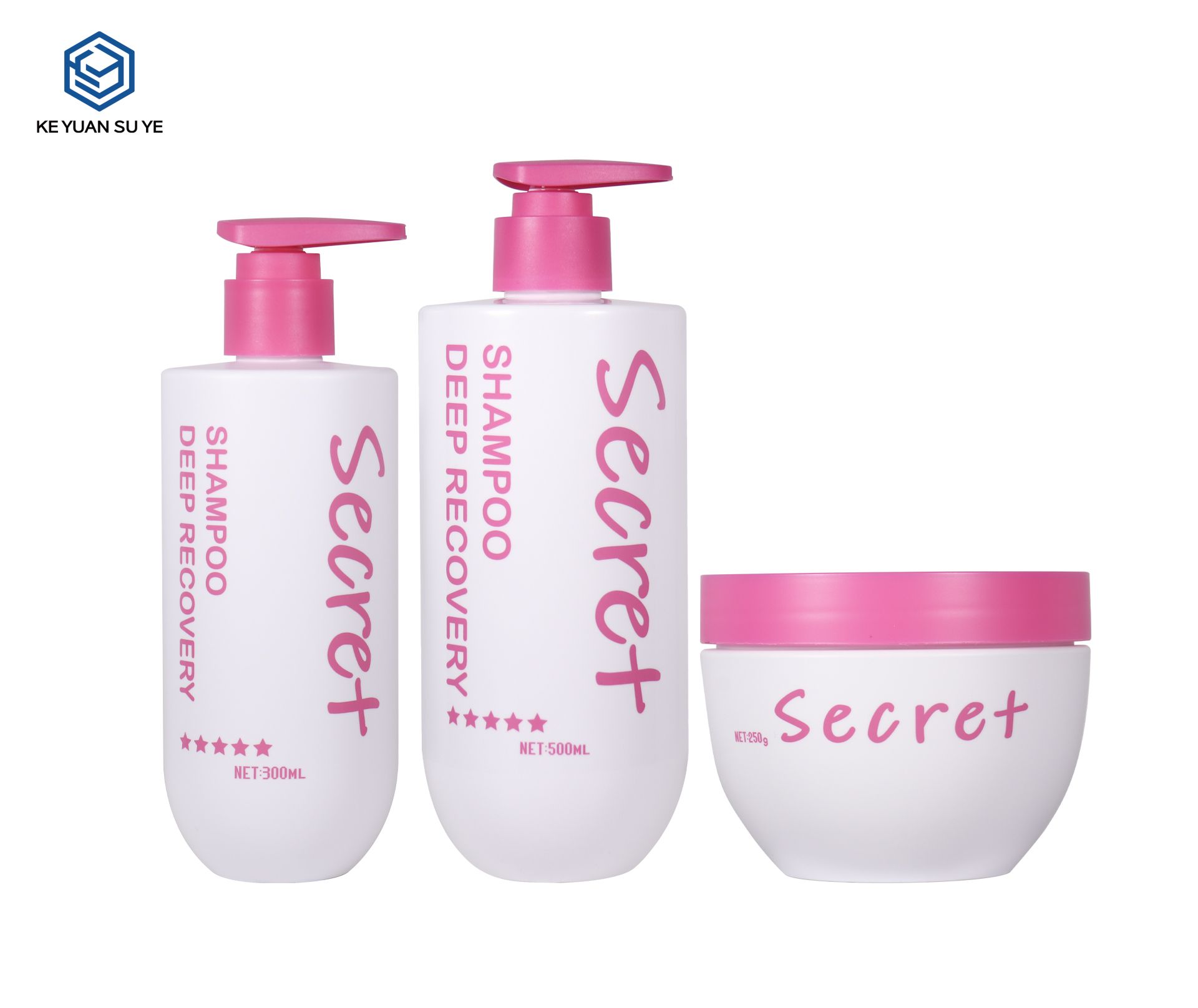 KY301 Custom PET Hair Care Packaging Set For Shampoo Hair Mask 300ml 500ml 150g