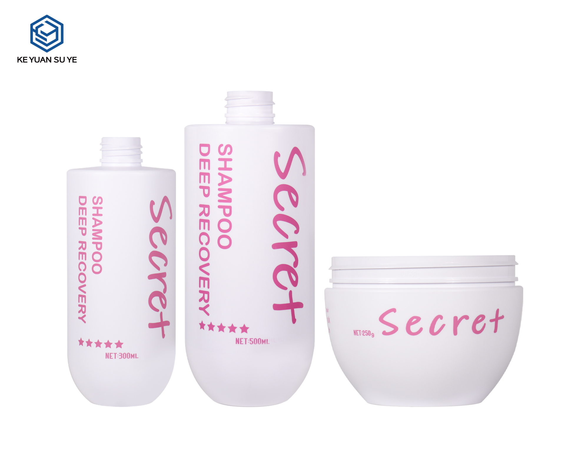 KY301#667,719,720 Custom PET Hair Care Packaging Set For Shampoo Hair Mask 300ml 500ml 150g